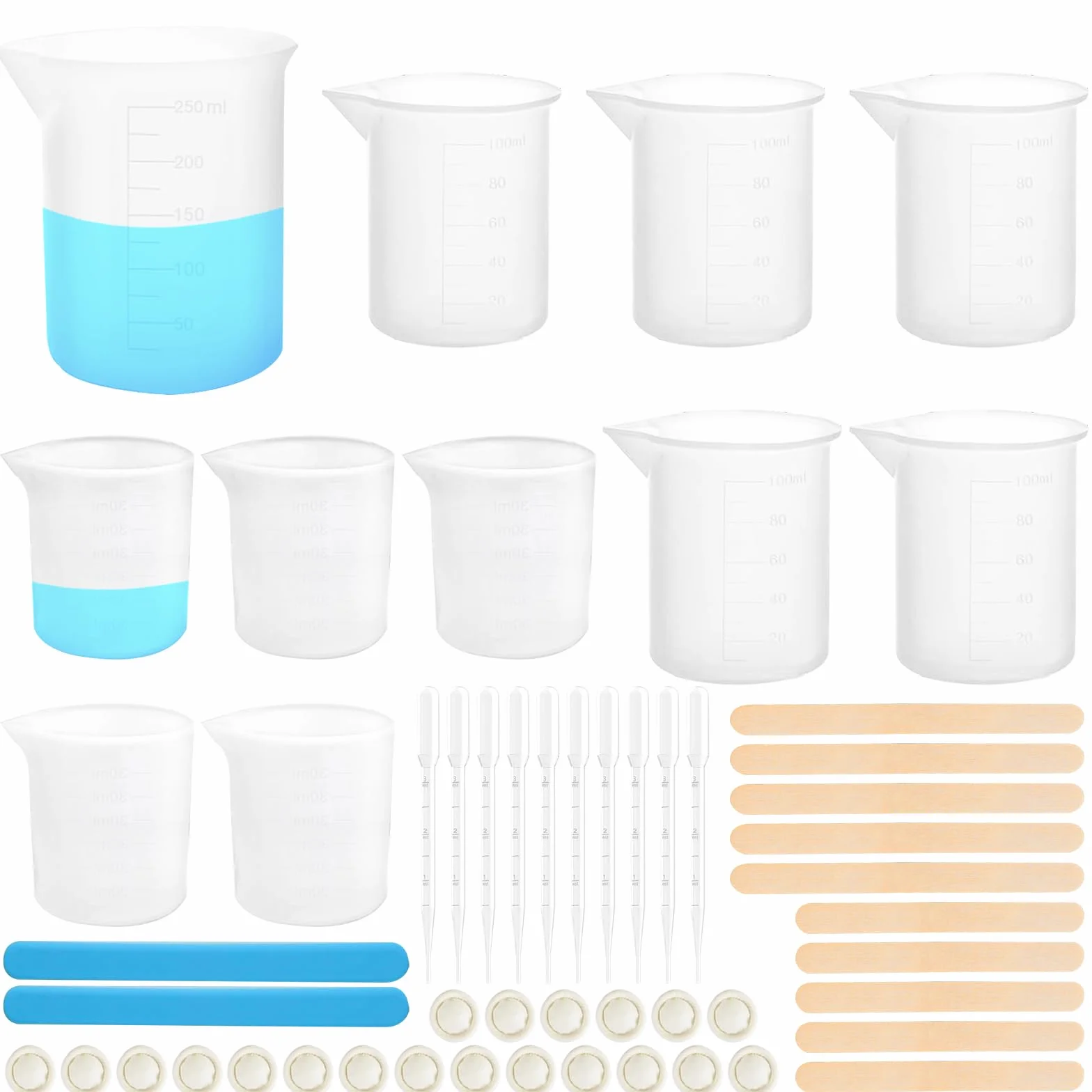 Tazas de Silicona para Resina 30ml/100ml/250ml - Taza Medidora con Escala Precisa para Bricolaje