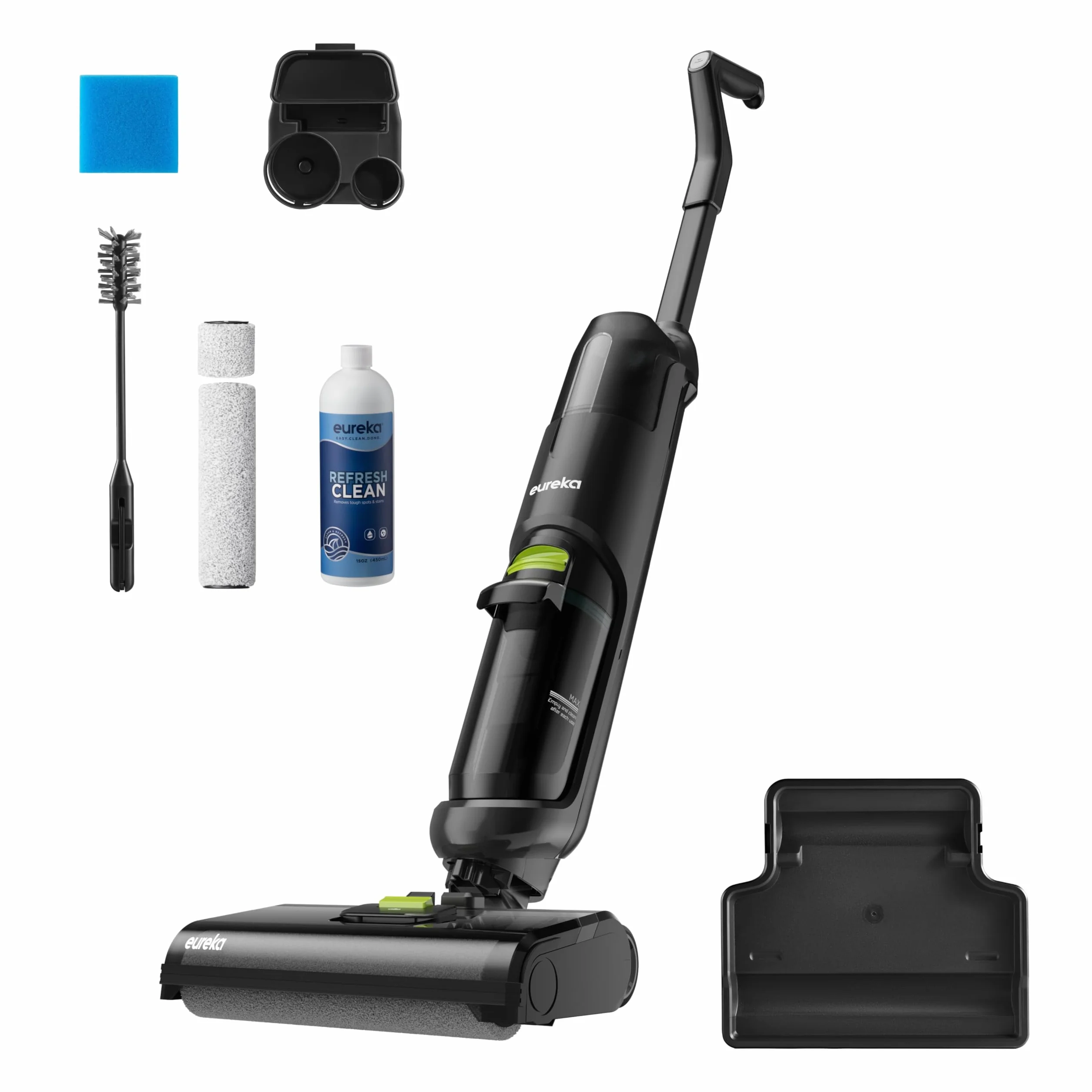 Eureka NEW400 Aspirador Escoba sin Cable en Seco y Húmedo Inalámbrico,Ligero, Aspiradora y Fregona sin Cable Inteligente, Autolimpieza,Autonomía 30 mins,Tanque Doble,Suelos Duros, Pelo de Mascotas