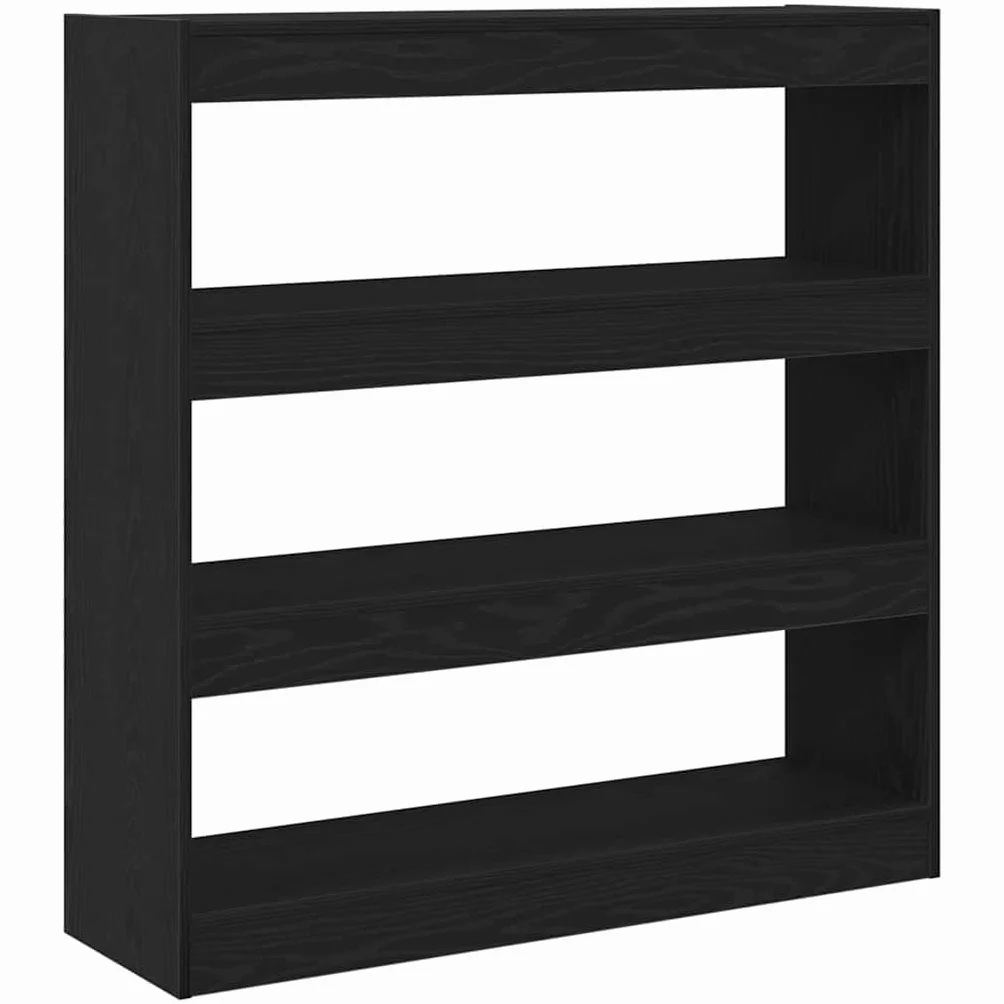 Hothingwell Estanteria 3 Niveles 100x30x103 cm Roble Negro | Madera elaborada, estantes en cubo, diseno moderno, para salon oficina estudio