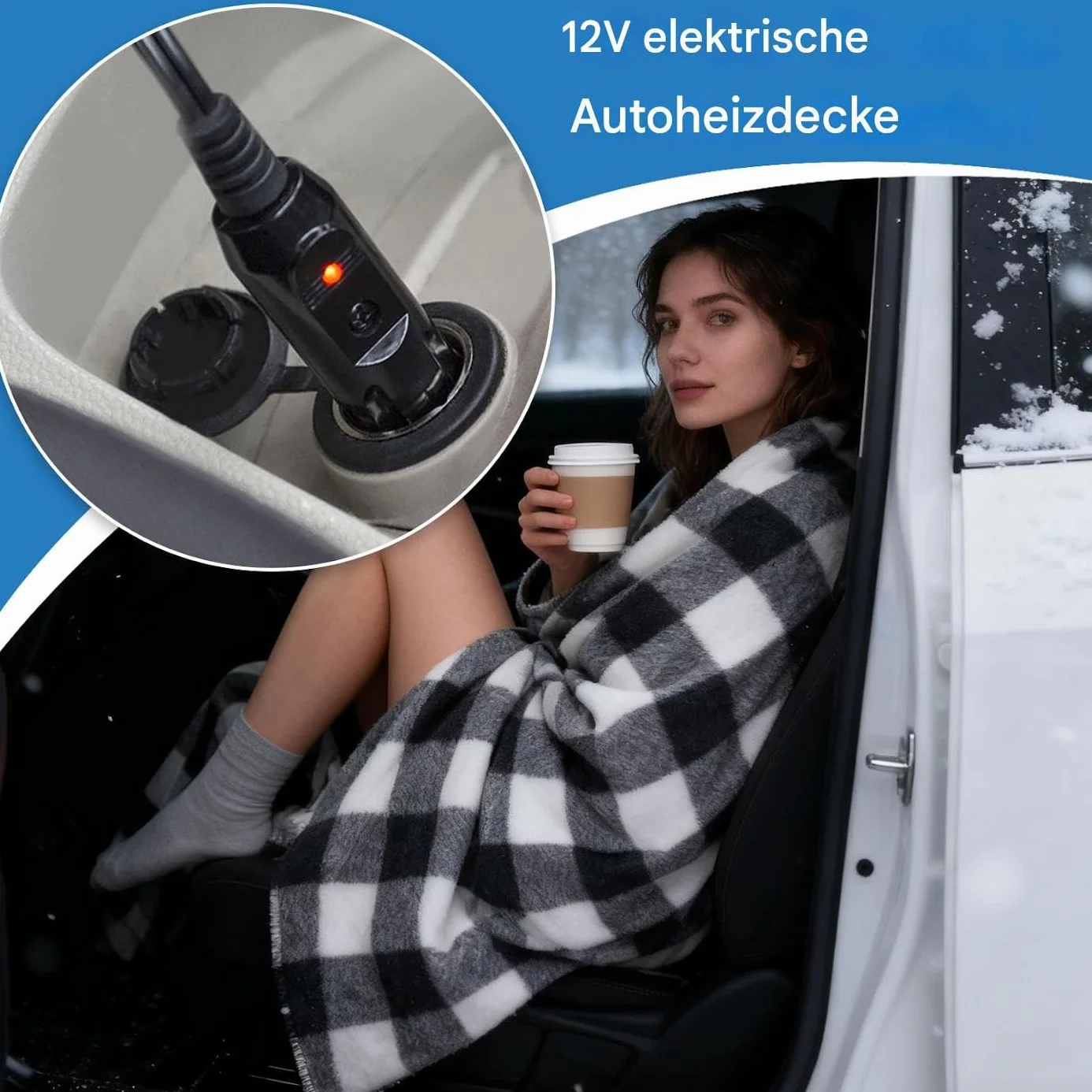 Manta Eléctrica para Automóvil Ajustable Suave con 3 Niveles | Manta de Calefacción 12V para Coche para Personas Mayores Hombres Mujeres Acampada Desplazamientos Viajes por Carretera