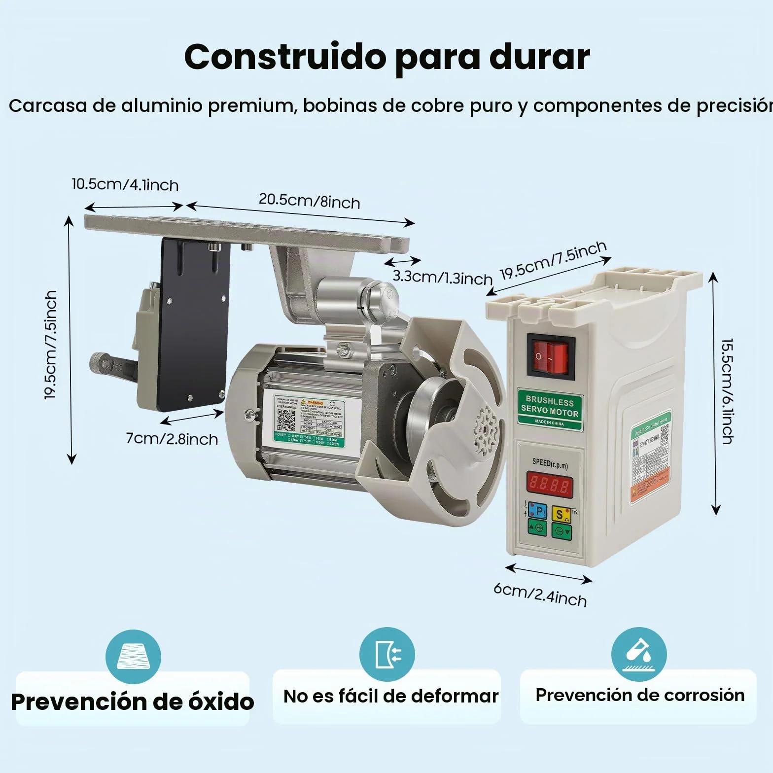 Maquina de coser industrial, Motor eléctrico para máquina, Motor maquina coser 750 W 220 V, servo motor industrial, 500-3500 rpm, para máquinas de coser industriales sin escobillas