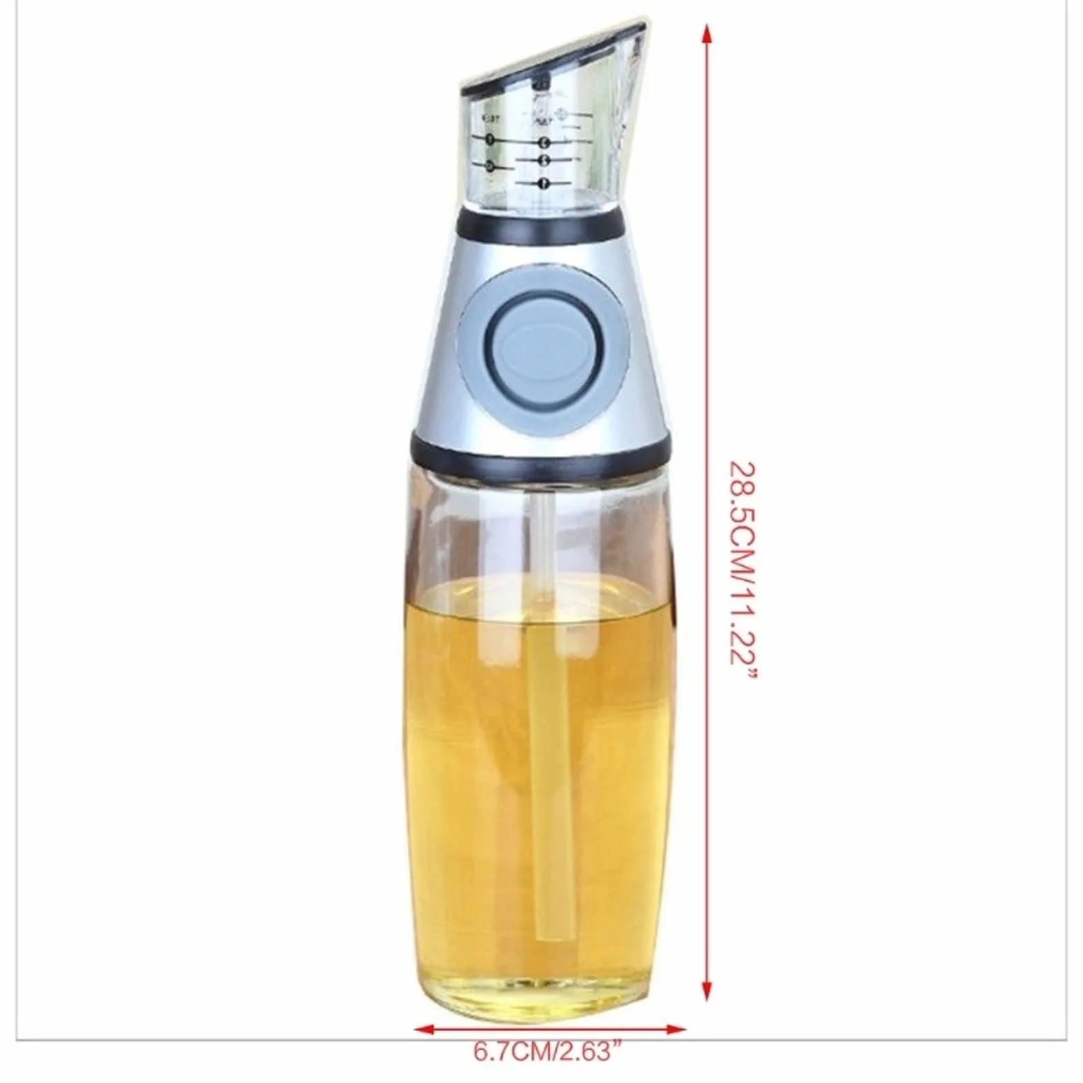Tarros de especias Botella de vinagre con vertedor de vinagre sin goteo, controla fácilmente la ingesta de grasa. Dispensador de aceite, botella dispensadora de aceite de medición de presión
