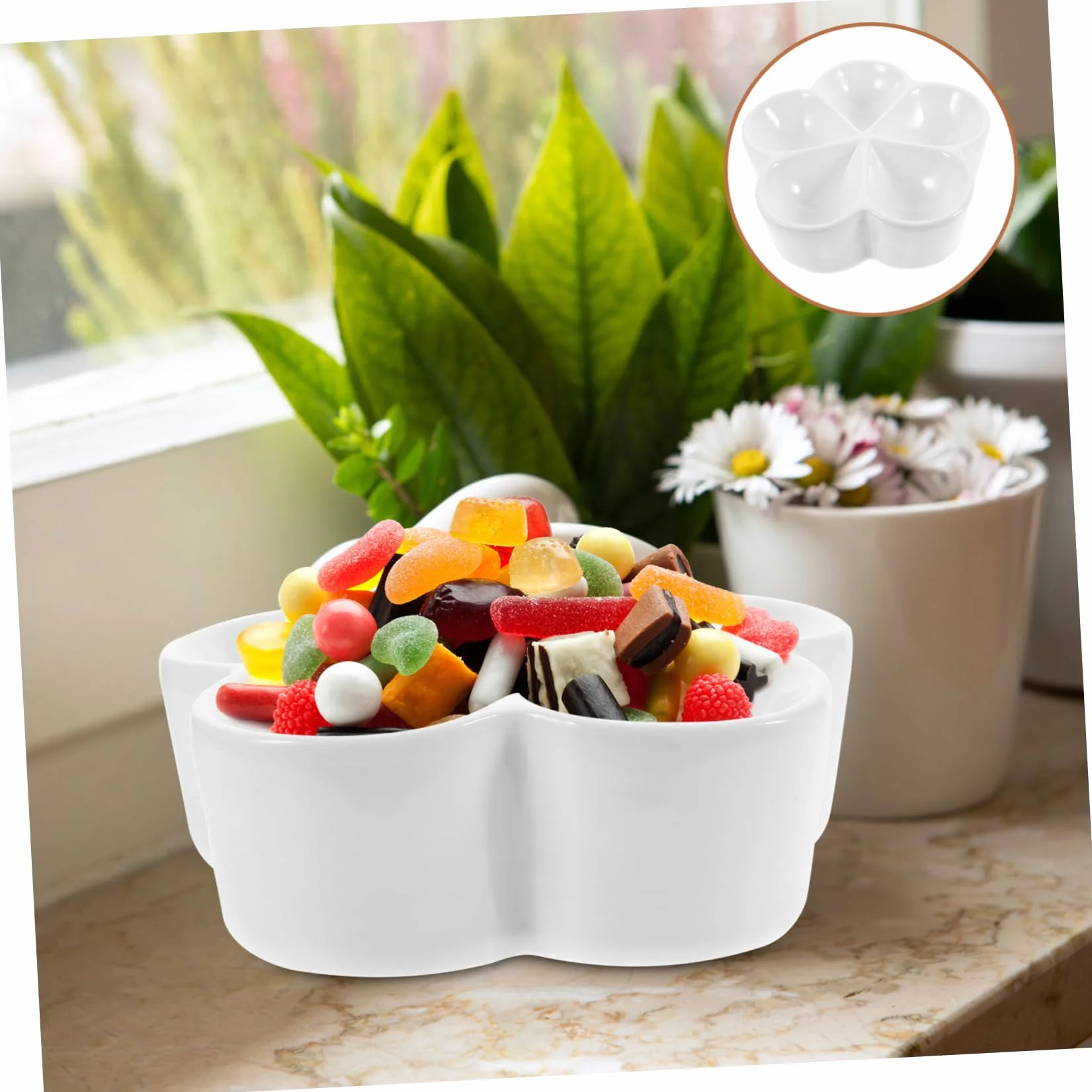 GLEAVI 4 Piezas Forma de Flor Aperitivos y Dividido de Almacenamiento Fiestas Snacks y Dulces
