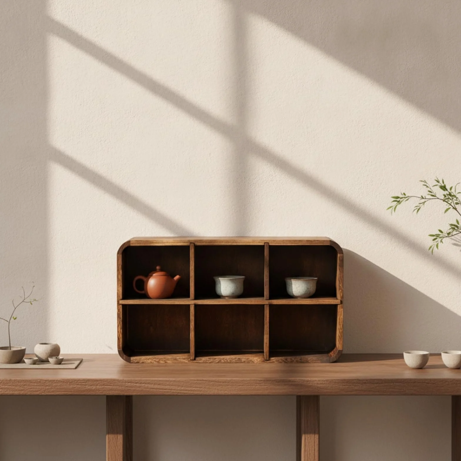 Organizador Tazas con Compartimentos Compacto Estan Resisn para Aficionados Al Té, Coleccionistas, 8 Compartimentos con Panel Trasero