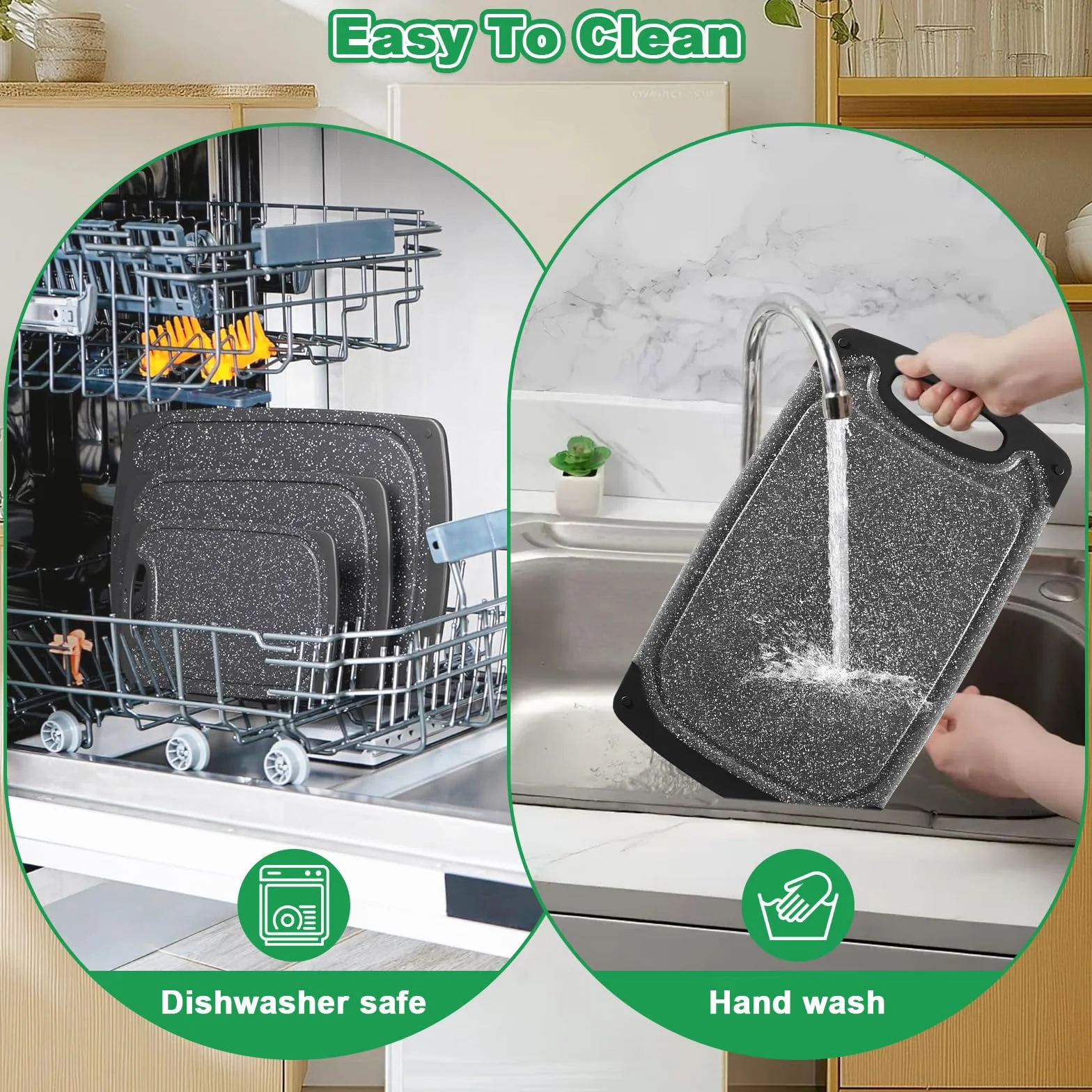 Tabla Cortar con Ranura Jugos Plástico Antideslizante 3 Piezas Accesorio Cocina para Verduras Carne Frutas Negro