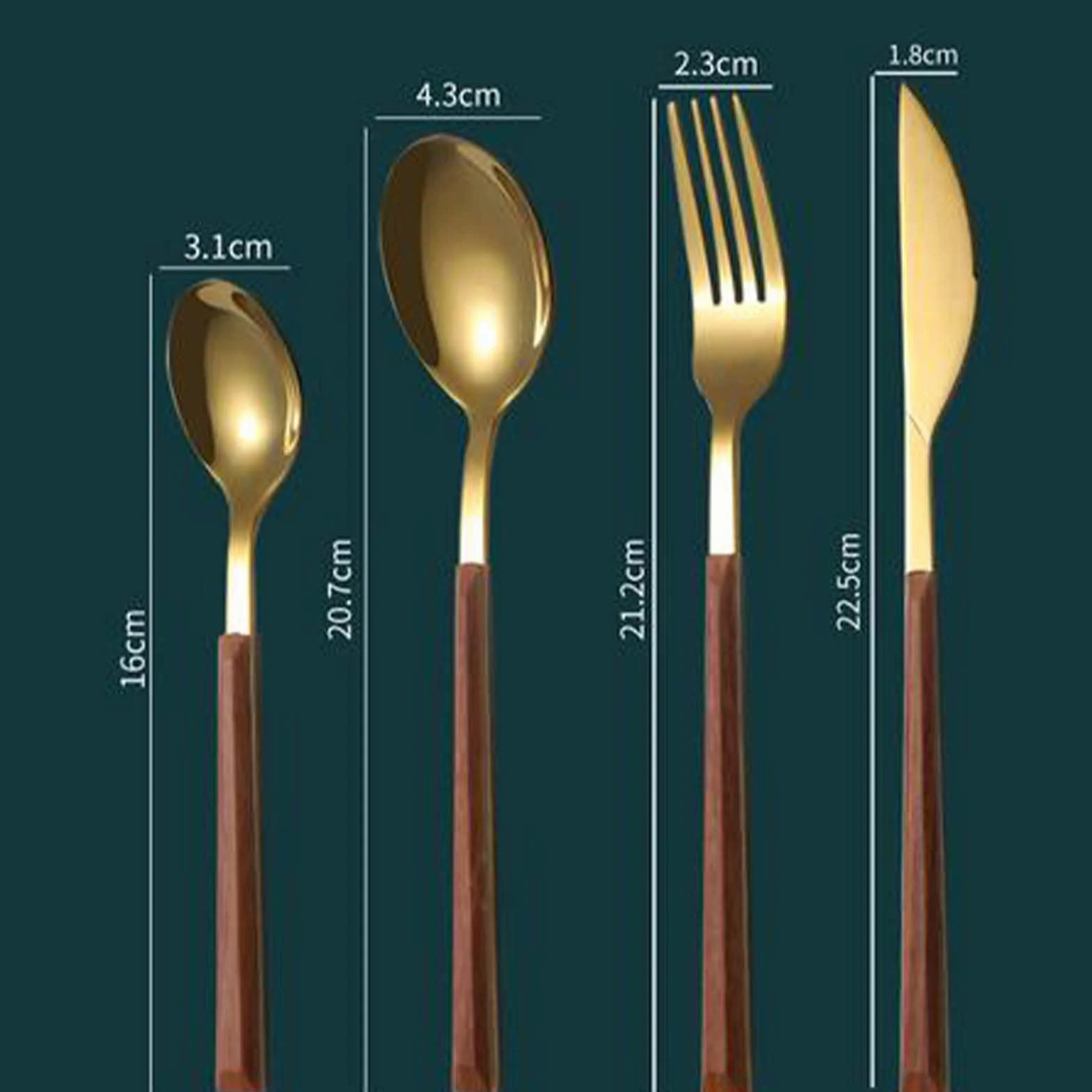 Juego De Cubiertos, Cubiertos con Mango De Madera para 12 Personas, Juego De Cubiertos con Paquete De Regalo, Diseño Pulido De Espejo, para Cocina Y Restaurante Apto para Lavavajillas,A (A)