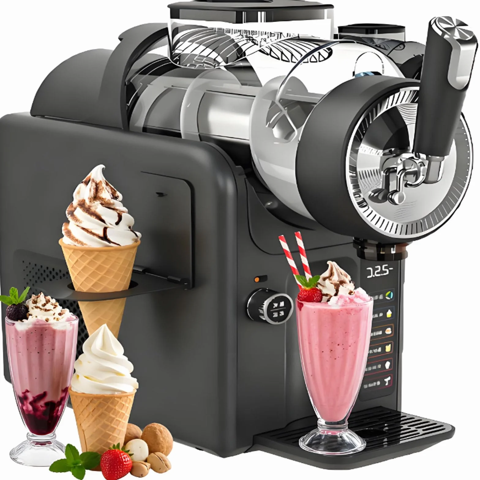 Máquina para Granizados,185 W,Máquina De Bebidas Frías De Sobremesa 5 En 1,Máquina Multifunción para Helados Suaves,con Limpieza Automática,5 Programas Preestablecidos para Batidos Black