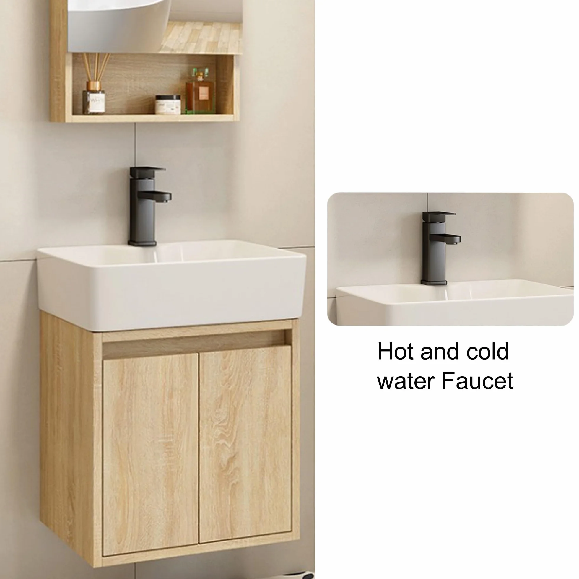 Mueble de Baño Suspendido con Lavabo Pequeño para Espacios Reducidos