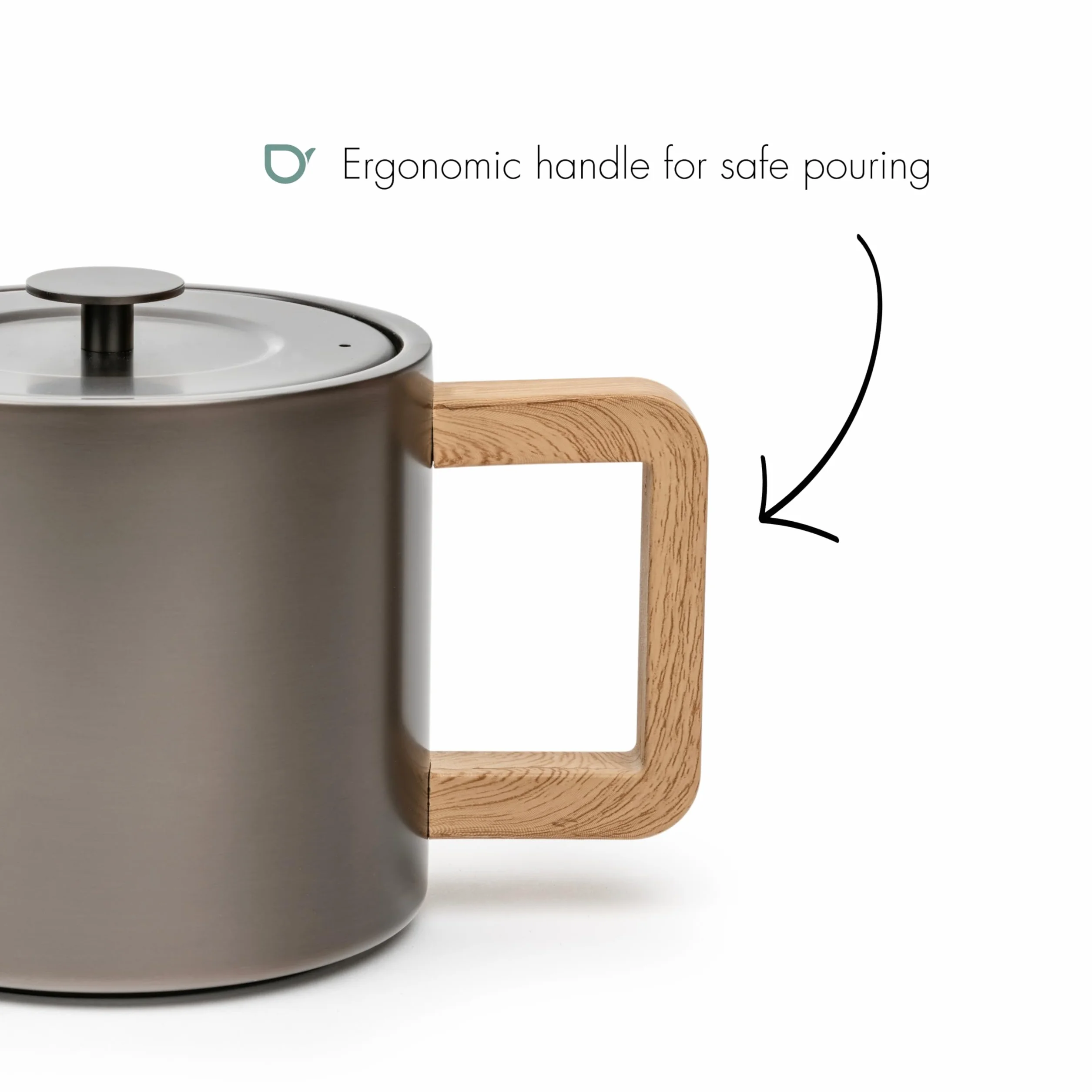 Bredemeijer Pequeña tetera de acero inoxidable de 1,1 litros, doble pared, color gris metalizado con filtro de té, para disfrutar del té durante más tiempo