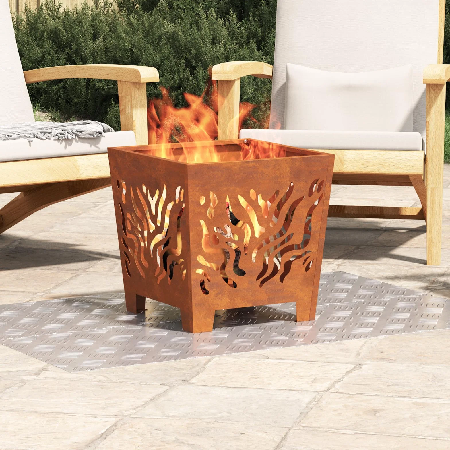 Chapa estriada de aluminio, 4 unidades, antideslizante, 60 x 40 cm, para interior y exterior, con patrón a cuadros y base estable para seguridad y estilo moderno
