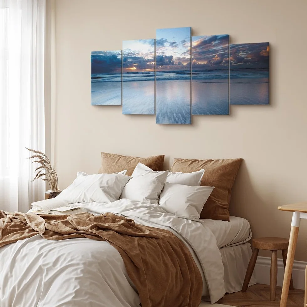 Cuadros B&D XXL - Cuadro en Lienzo Paisaje Naturaleza 225x112 cm 5 piezas - Impresión en material tejido no tejido cuadros decoracion salon modernos lienzos - Mar y Playa 030212-50