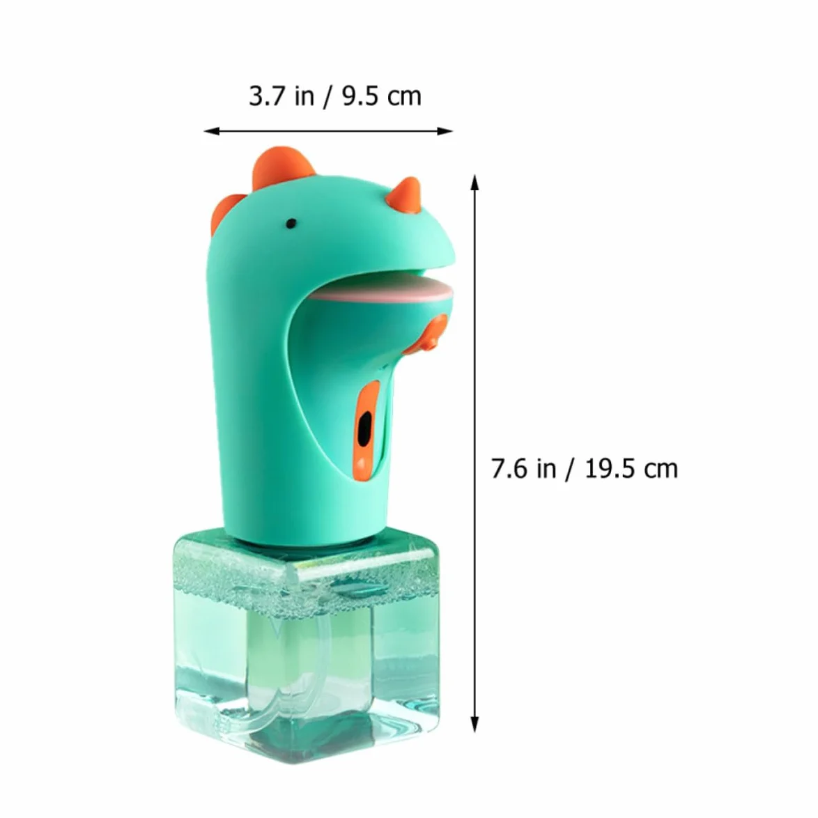 TEHAUX Dispensador de Jabón sin Contacto Dispensador de Jabón Automático de Dinosaurio de Dibujos Animados, Verde, Silicona, Abs y Petg, Antideslizante, Ligero, Cocina y Uso Diario