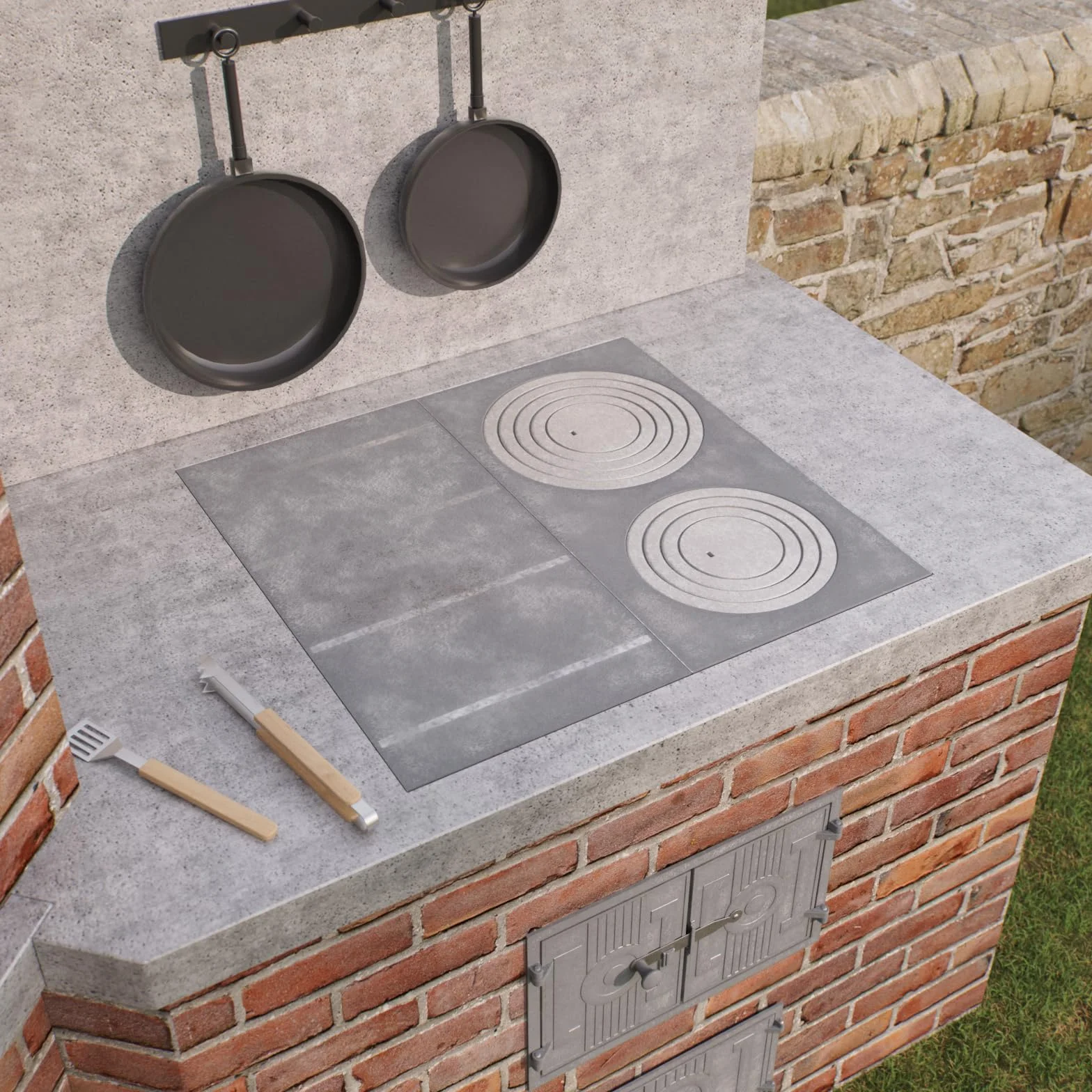 QLS Placa de hierro fundido para estufa Anillos de hierro fundido Placa de cocina de hierro fundido Placa de horno 68 x 32 cm