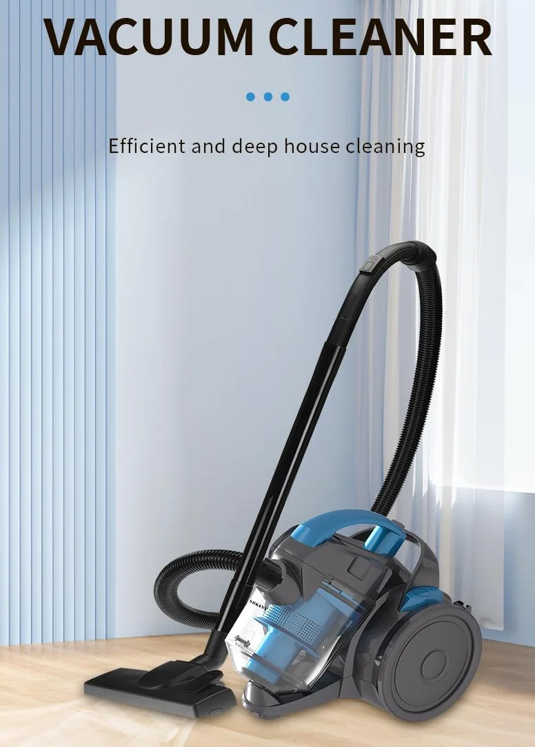 Aspirador cilíndrico Potente sin Bolsa de 2000 W, contenedor de Polvo fácil de vaciar, Compacto y portátil, Limpieza multisuperficie, Capacidad de 1,5 litros, para Uso doméstico, Piso, lechada