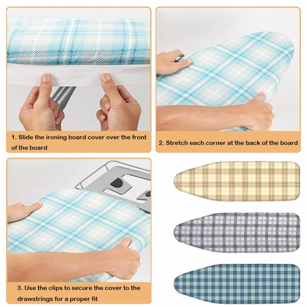 Funda elástica para tabla de planchar de 130 x 50 cm, parte superior de algodón para un planchado rápido y fácil, color marrón, se adapta a tablas estándar (39.3 pulgadas de largo x 15.3 pulgadas de