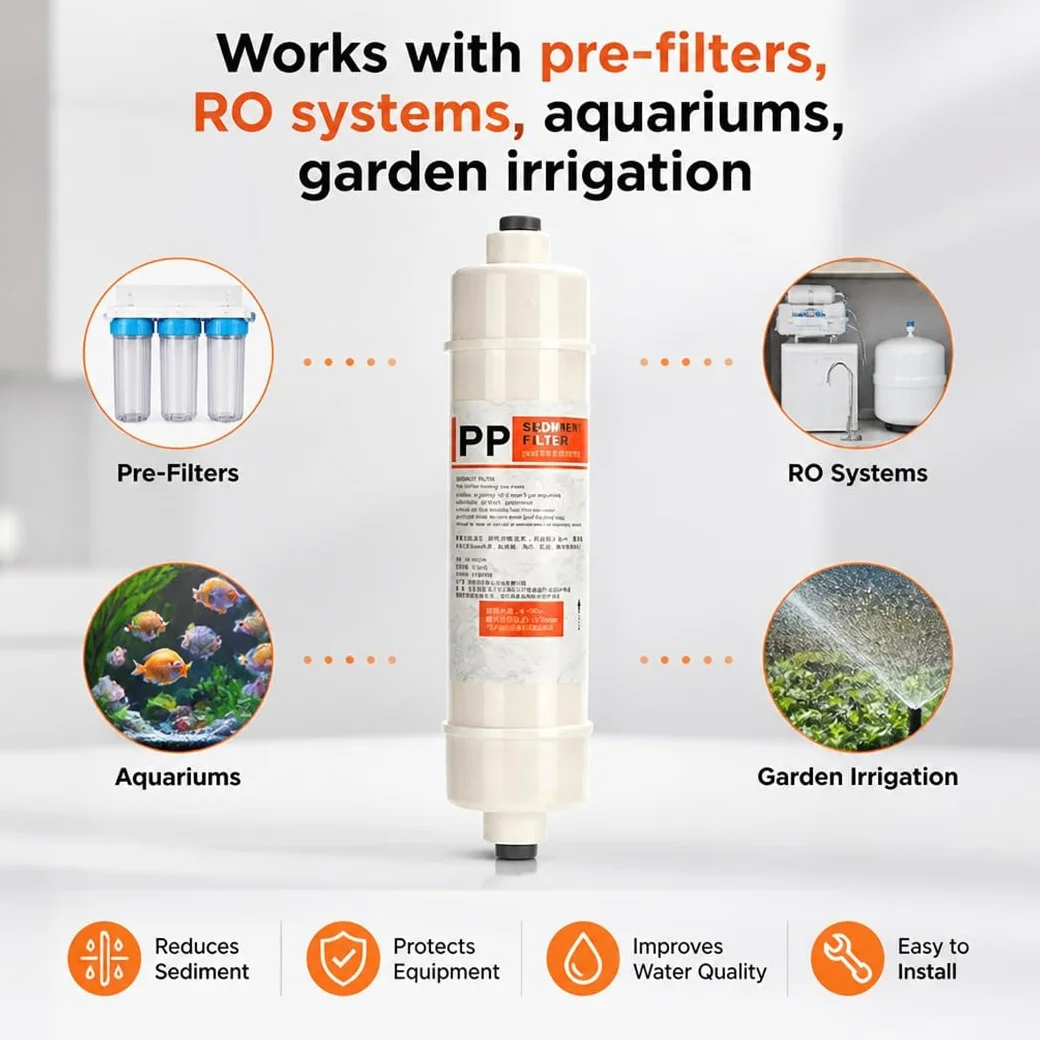 Paquete De 4 Cartuchos Prefiltro De Sedimentos De Algodón PP 10",con Conectores Rápidos 1/4" Para Sistemas Ósmosis Inversa, Agua De Pozo Y Filtración Bajo El Fregadero