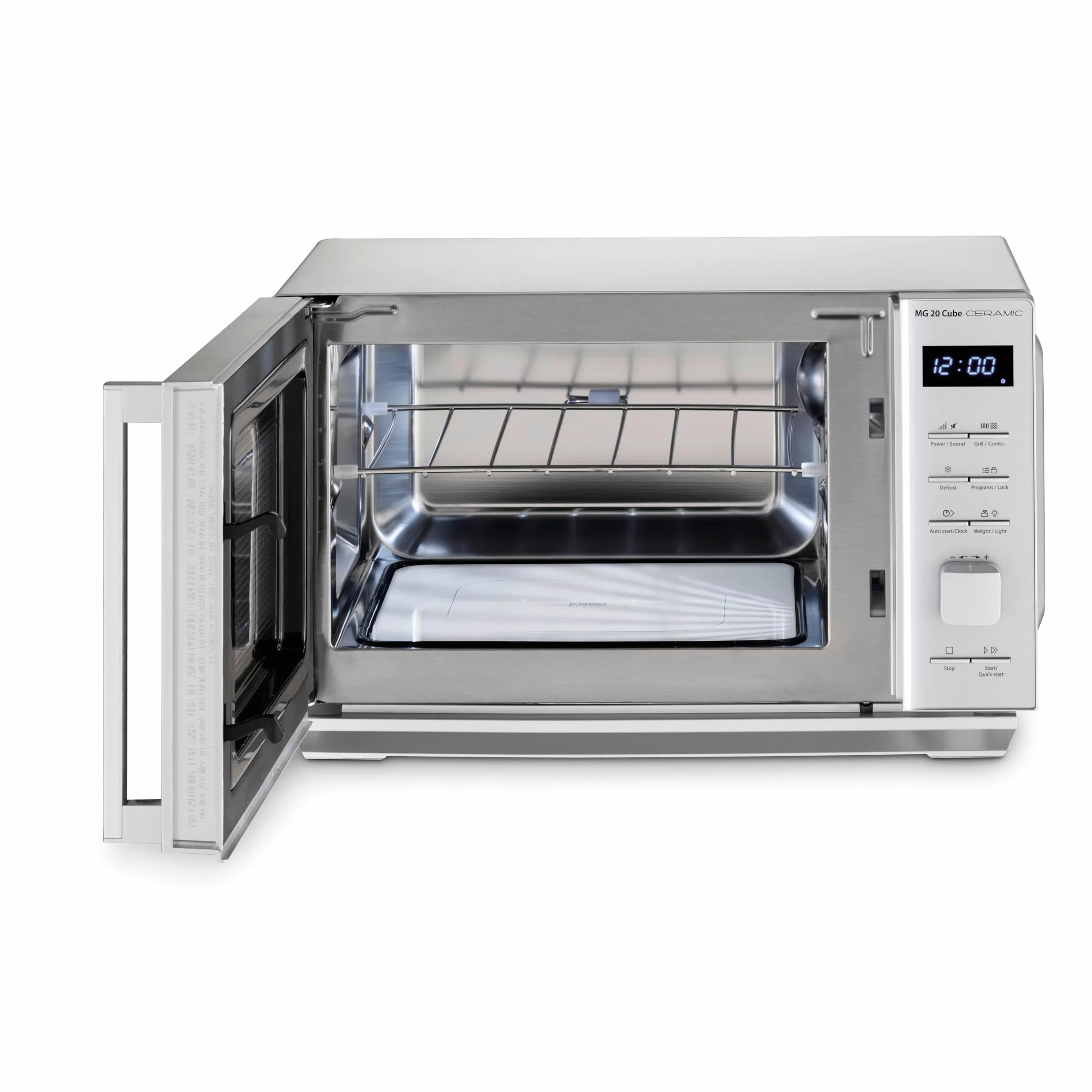 CASO MG 20 Cube Ceramic Microondas 2 en 1 1000W 20L 13 programas automáticos sin plato giratorio plateado