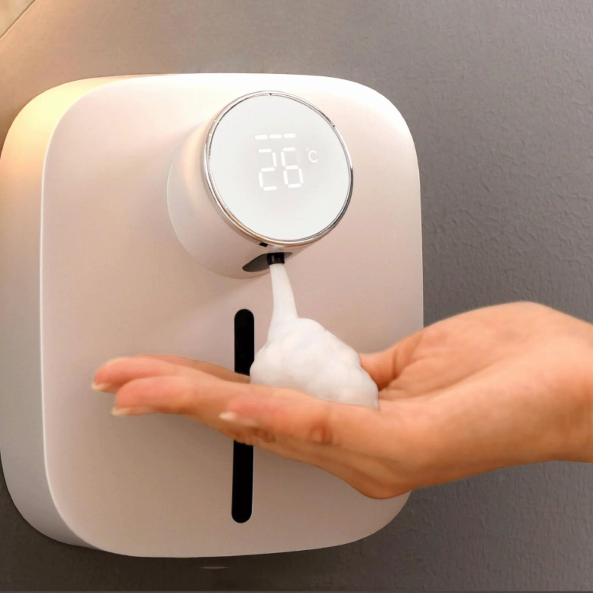 Dispensador de Jabón Dispensador De Jabón En Espuma Pared con Incorporado, Ideal for Cocinas Y Baños Dosificador de líquido | Blanco