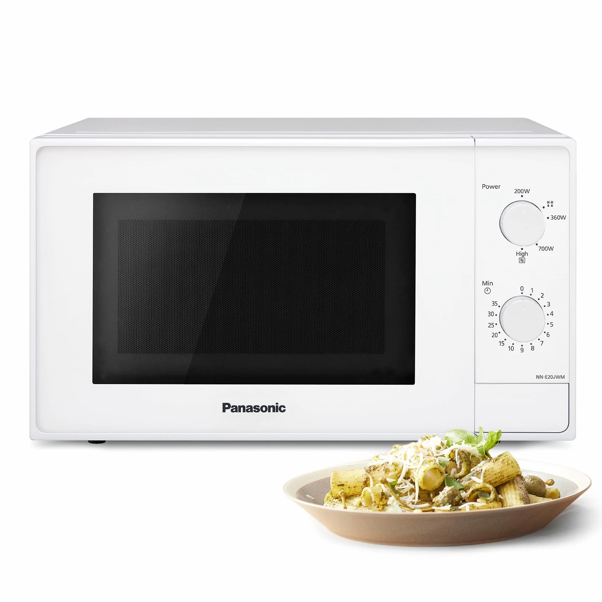 Panasonic Horno microondas 20L 800W Plato Giratorio Cristal Descongelación 5 Niveles Potencia Temporizador Blanco