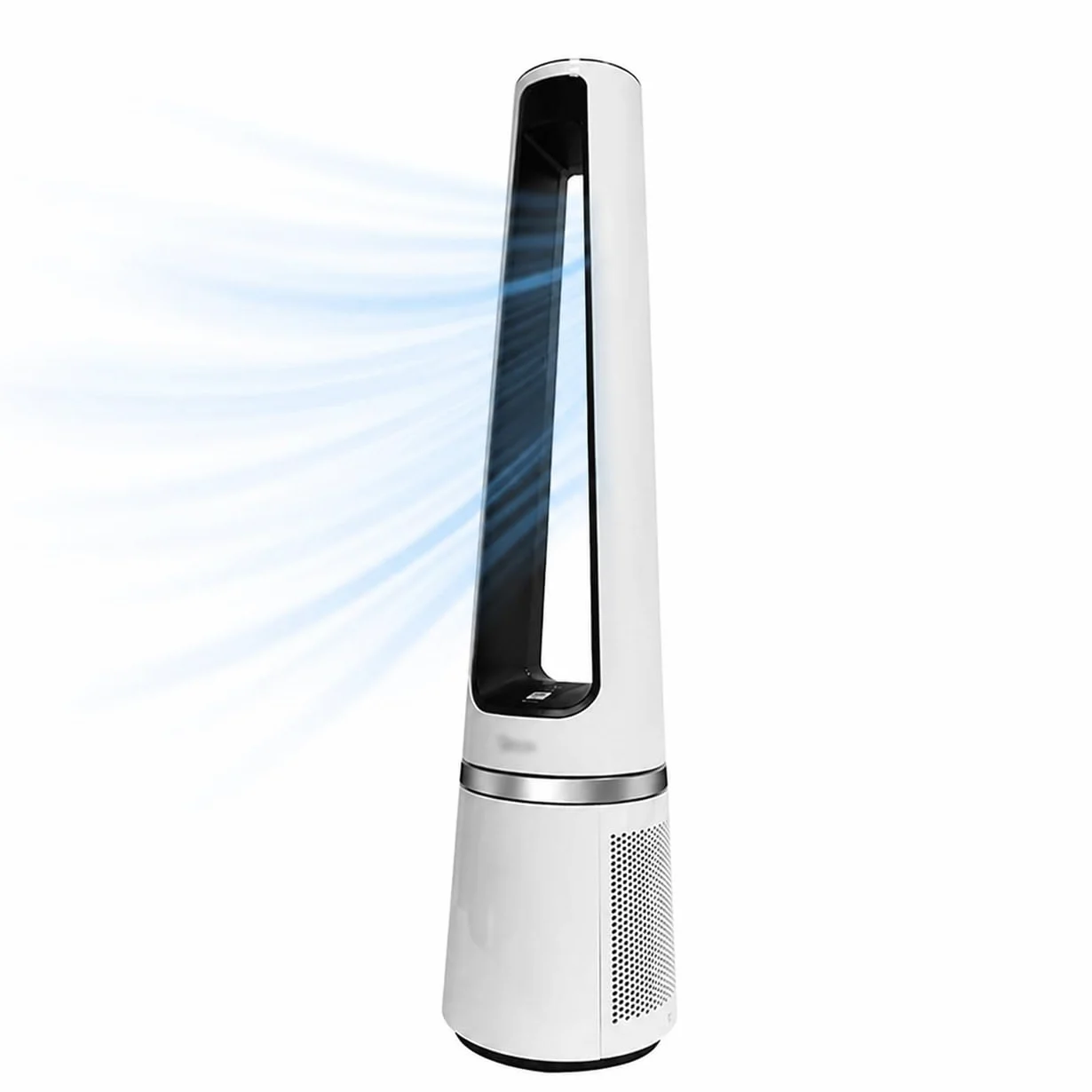 Ventilador de Torre sin aspas, silencioso, con 32 velocidades, oscilante de 90°, con Pantalla LED y Motor de CC, Ideal para Sala de Estar y Dormitorio. White