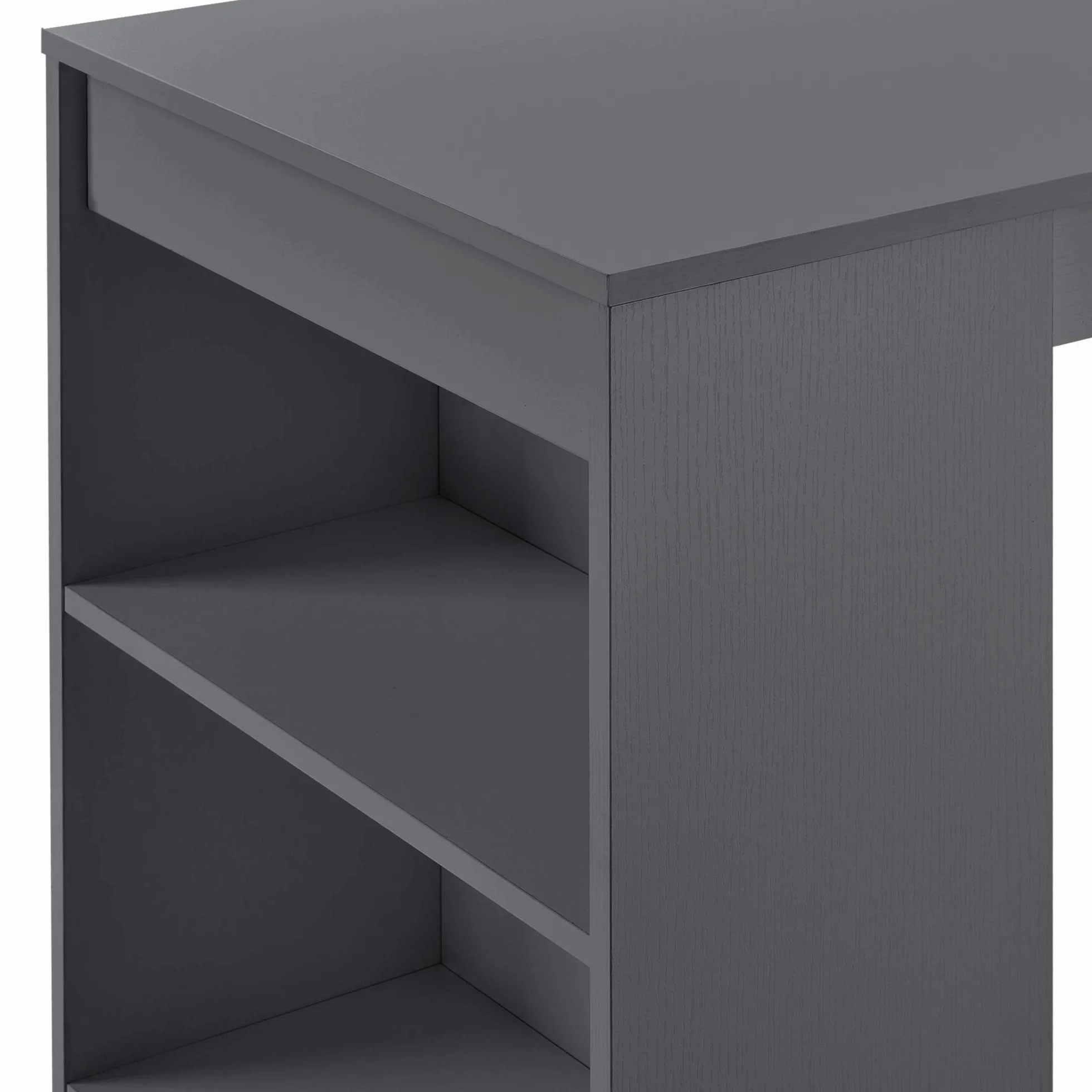 [en.casa] Mesa Alta Cocina Kouvola Mesa de Bar Bistro Elegante con 3 Compartimentos Laterales Comedor Oficina en Casa Aglomerado 110 x 50 x 103 cm - Gris Oscuro