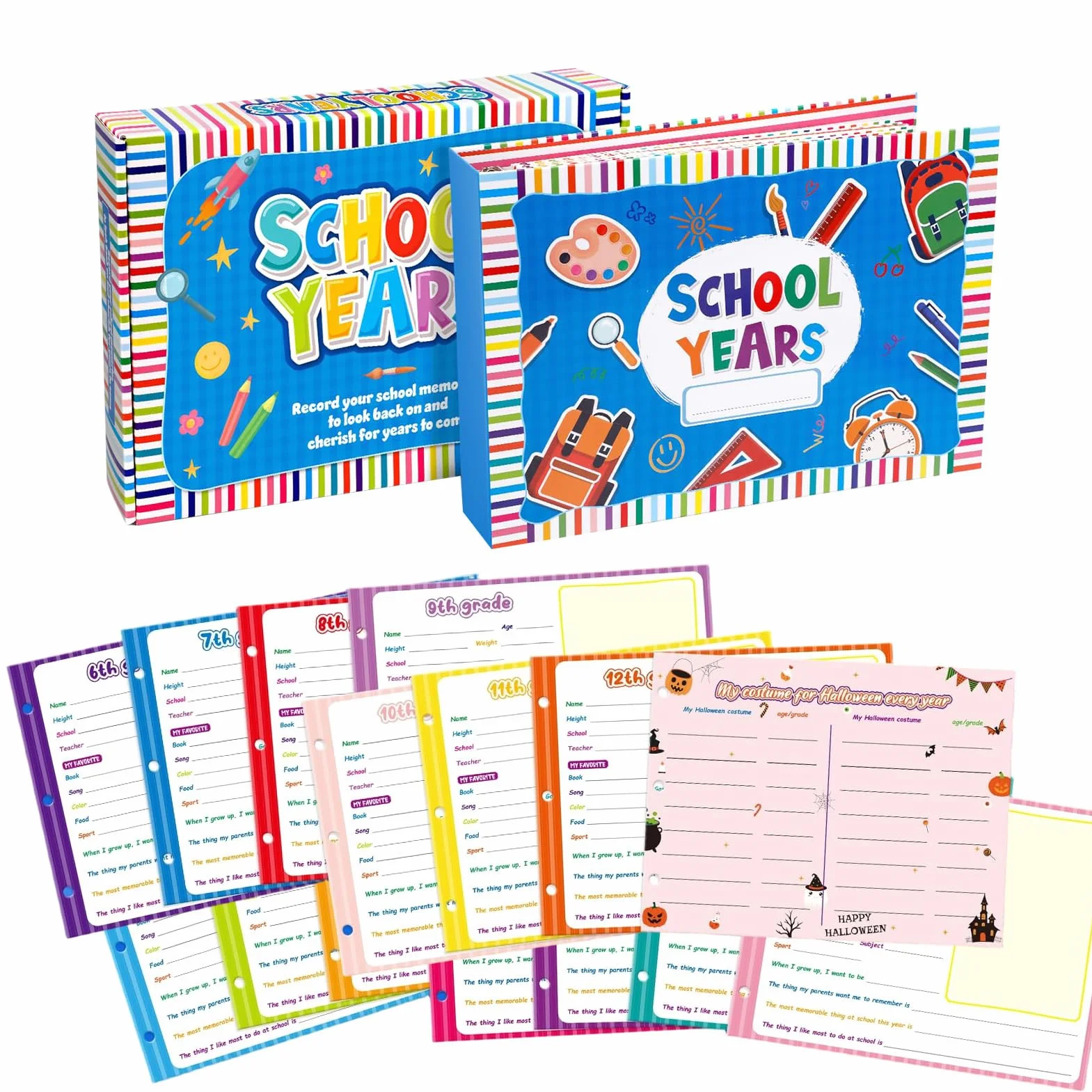 Libro y álbum de recuerdos para la escuela de los niños | Libro de memoria para niños como anuario para escolarización, fiesta de guardería y