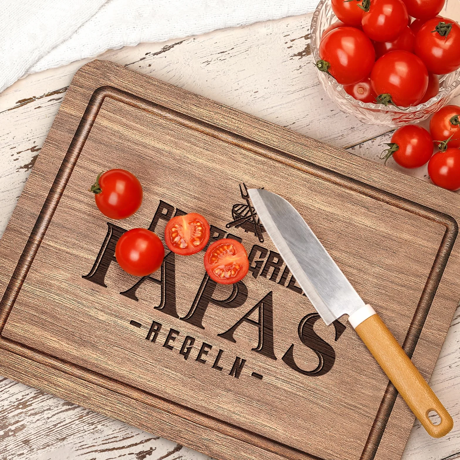 Juratar Tabla de cortar madera nogal con ranura para jugo