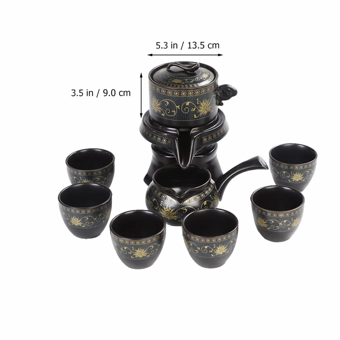 Juego de Tetera de Cerámica China Negra, 1 Set Retro para Oficina | Cerámica, Diseño Semiautomático y Antiquemaduras, Uso Múltiple, Apto para Té Florido y Agua de Fruta