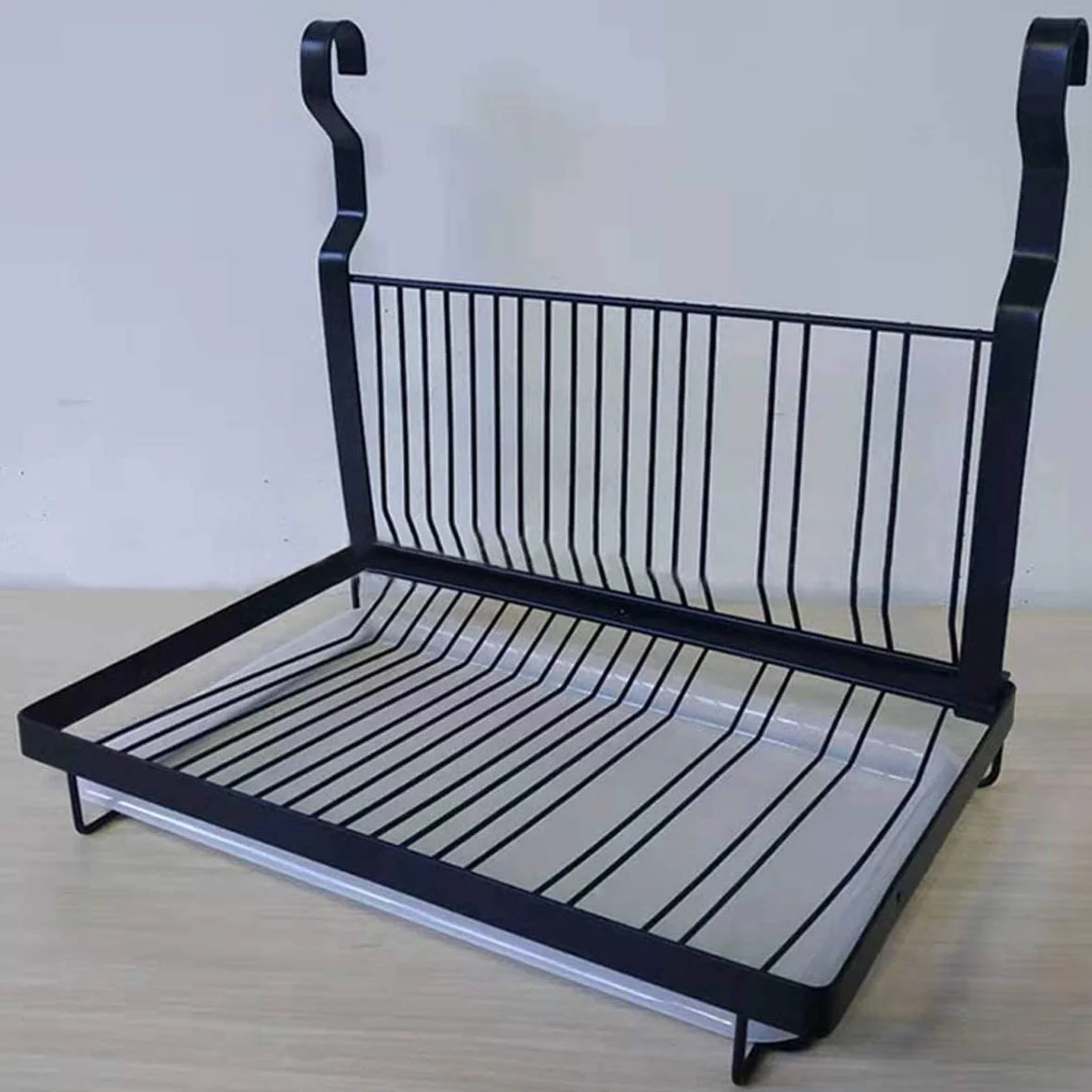 TentHome Escurreplatos Plegable de Pared de Acero Inoxidable con Bandeja Plastico, Escurridor Organizador de Platos de Cocina, Escurre Platos y Vasos, Secaplatos