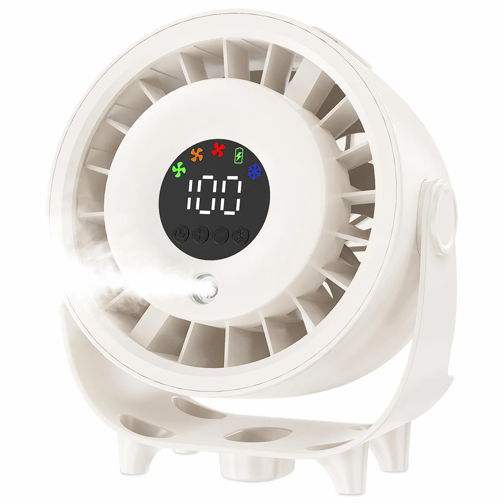 Ouddy Mode Ventilador de escritorio portátil de 100 velocidades, silencioso, con pantalla LED, diseño de pared de 6.3 pulgadas, recargable por USB, para dormitorio, oficina, hogar, cocina, al aire