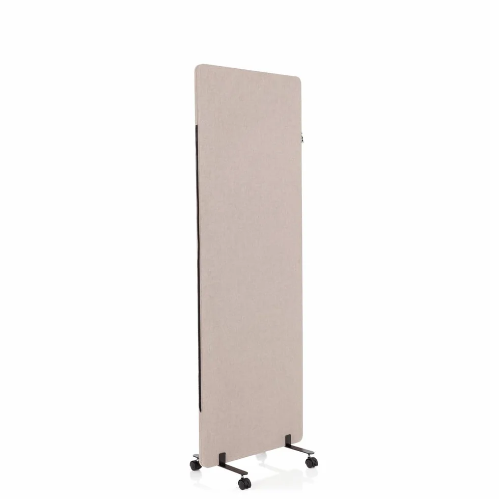 hjh OFFICE 891003 Tabique acústico FLEXMIUT 177 x 60 cm, Separador de Espacios, Panel Central con Ruedas y Deslizadores, Tejido Topo