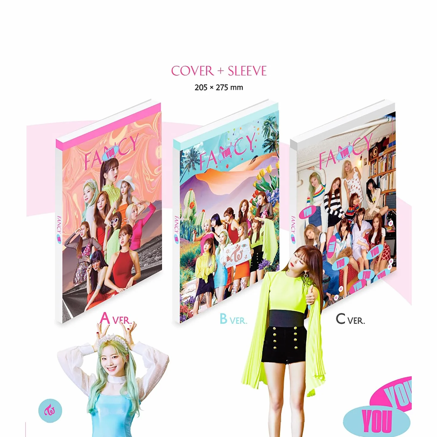 TWICE FANCY YOU C ver. CD + Photobook + Photocards + Sticker + 2 Pin Badges