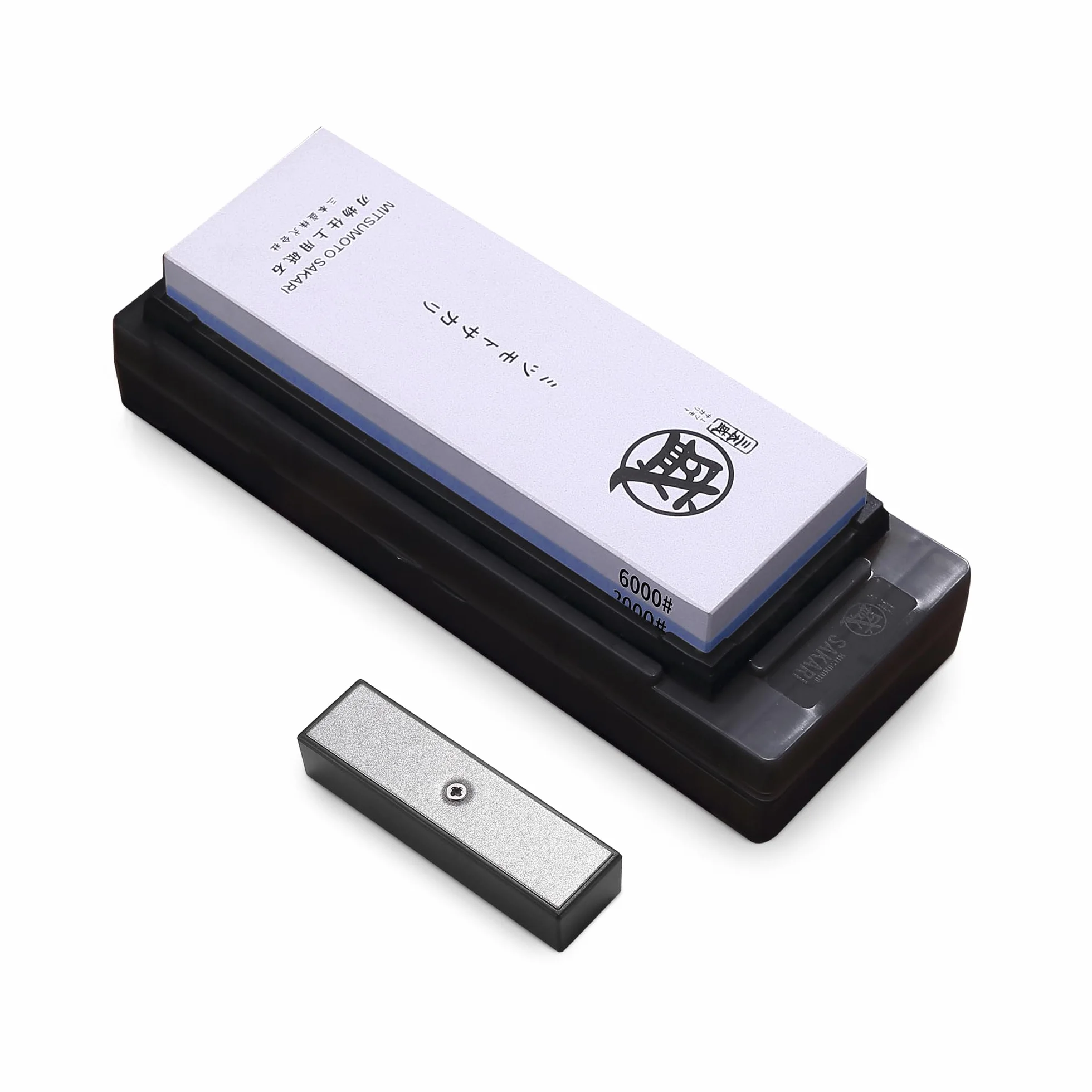 MITSUMOTO SAKARI Piedra Japonesa para Afilar Cuchillos, 2000/6000 Grano Piedra Profesional para Afilar Cuchillos Cocina, Afilador cuchillos con Base Antideslizante de Goma TPR