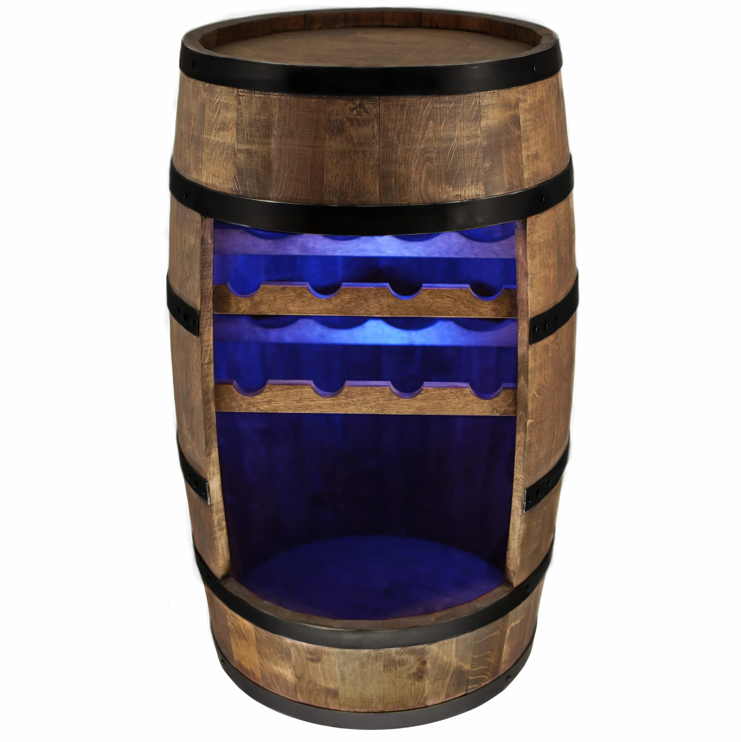 Estantería para Vino de Madera - Mini Bar con Luces LED - 80 cm - Mueble de Barra - Armario de Bar - Mueble de Barril (Wengué)