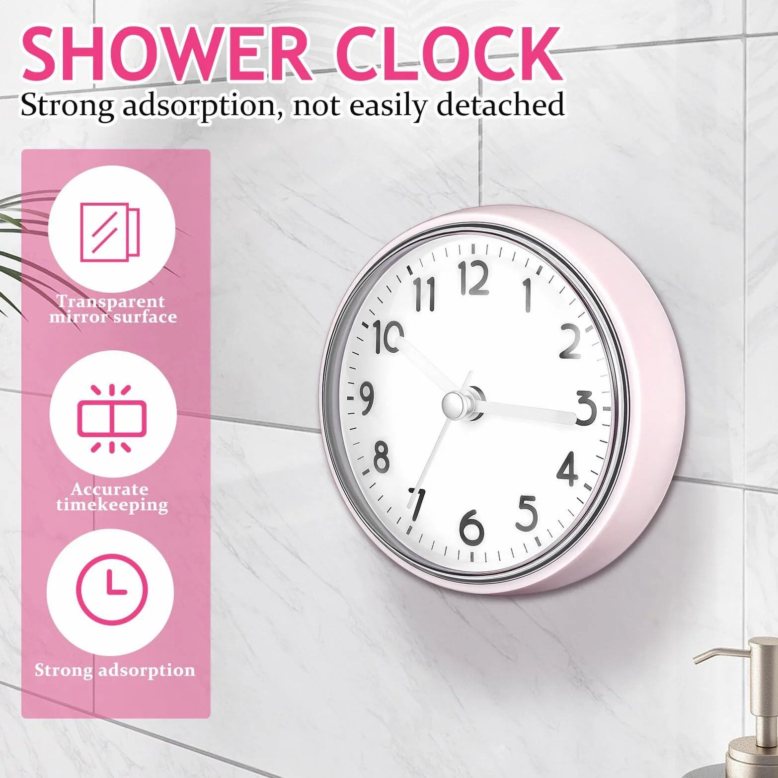 Zerodeko Reloj Mini de Pared Ventosa Resistente al Agua para Baño
