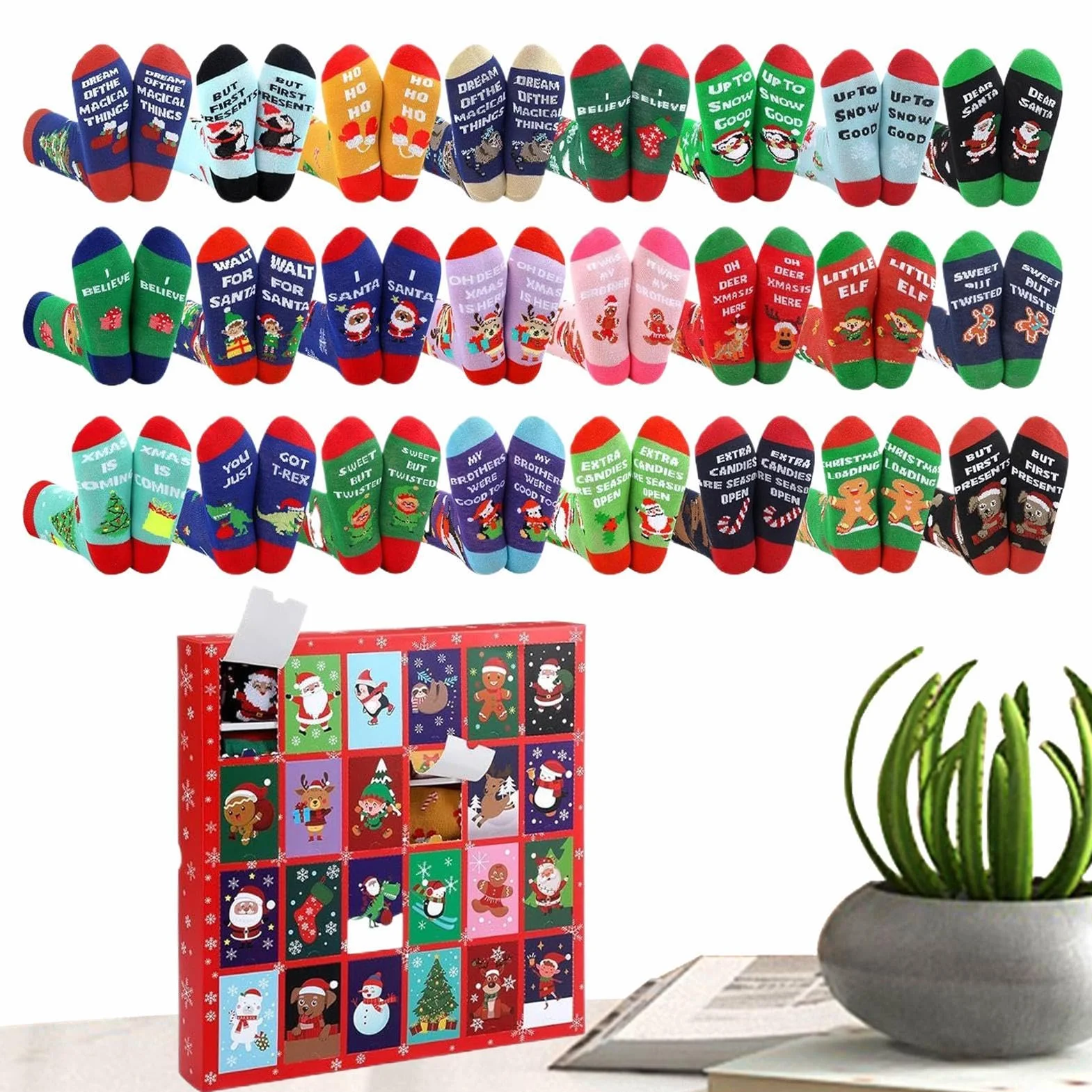 Calendario De Adviento Para Adultos 24 Pares Calcetines Festivos Novedosos | Calendario De Cuenta Regresiva De Calcetines Navideños Para Adolescentes Niños Niñas Vacaciones Festivales