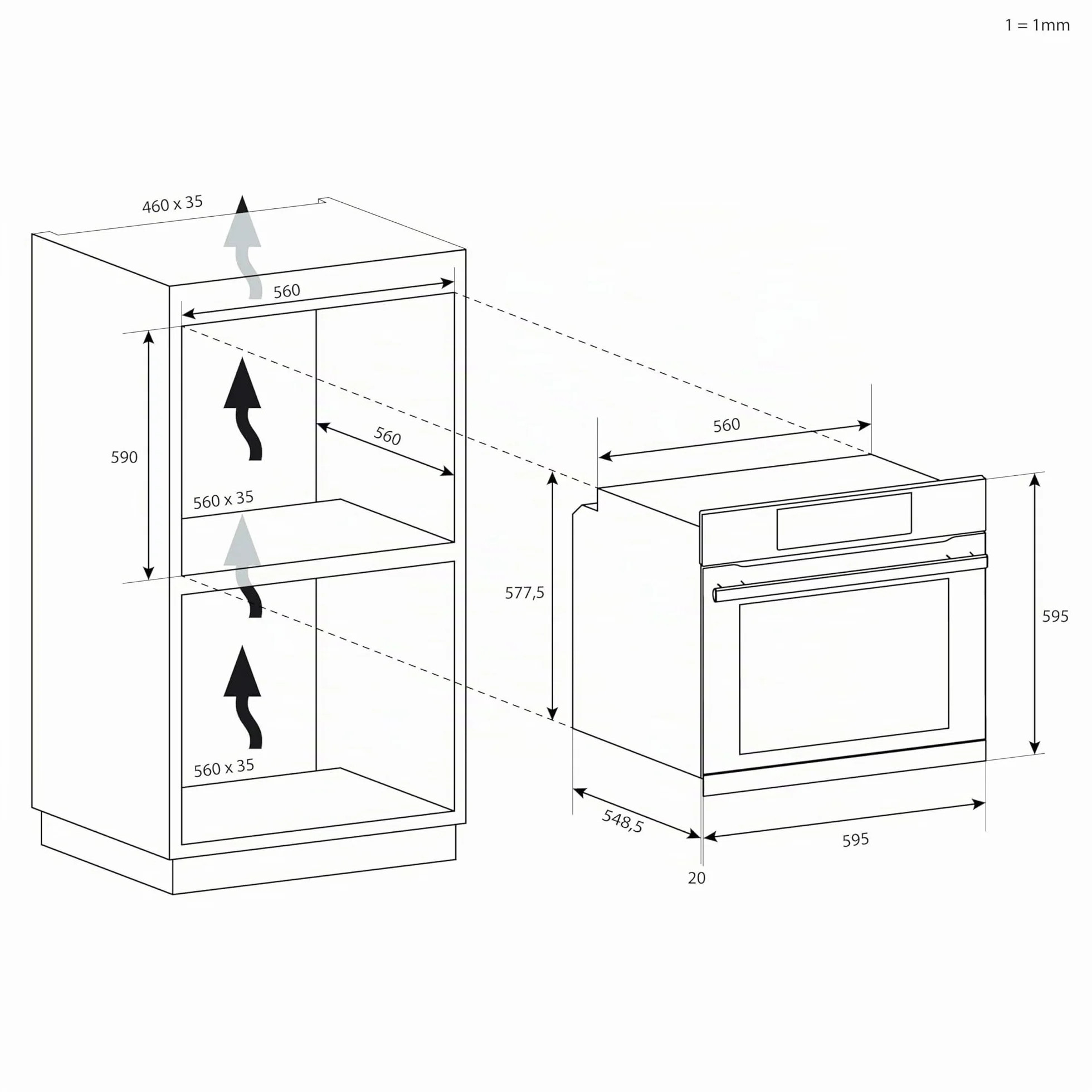 Candy New Moderna F CM955XRLCN Horno Multifunción, 70L, 1 Bandeja y 1 Rejilla, Función Vapor, Limpieza Pirolítica e Hidrolítica, Convección + Ventilador, 9 Funciones