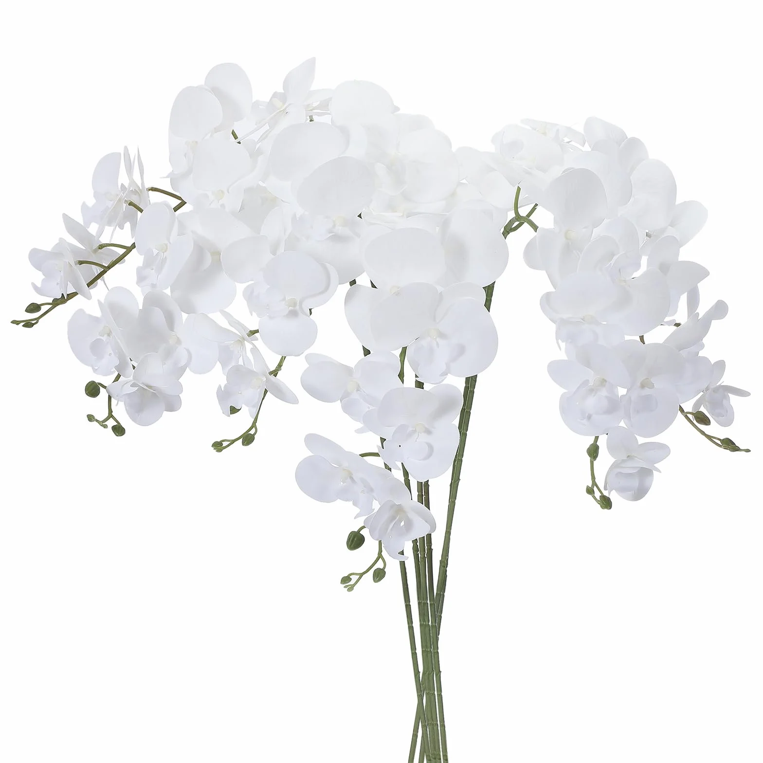PATIKIL Tallos De Orquídea Artificial 41", Paquete De 6 con 9 Cabezas Flores Falsas Phalaenopsis con Tacto Real Rama De Orquídea Falsa para Jarrón Decoración De Hogar Y Bodas, Blanco