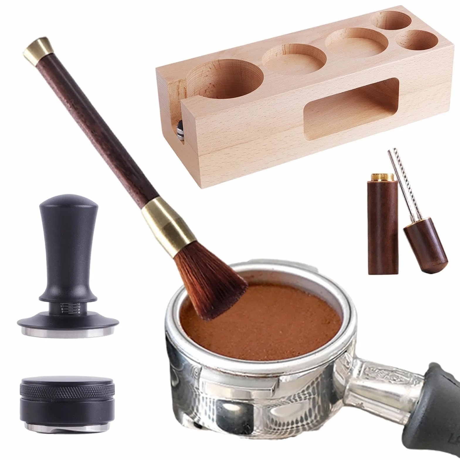 Juego De Apisonado De Café Juego de 5 Piezas Antideslizante Universal para | Accesorios para estación de prensado de café para hogar estudio barra mostrador tienda oficina y cafetería