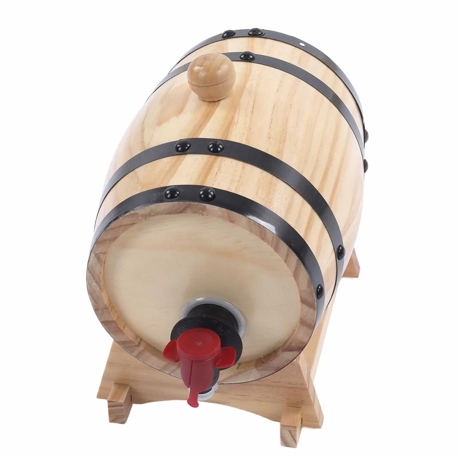BORDSTRACT Barriles De Vino, Barriles De Pino, Dispensador de Barril de Vino Vintage con Soporte de Madera y Grifo, Mini Barril de Sobremesa para Whisky, Bourbon, Vodka y Ron(3L)