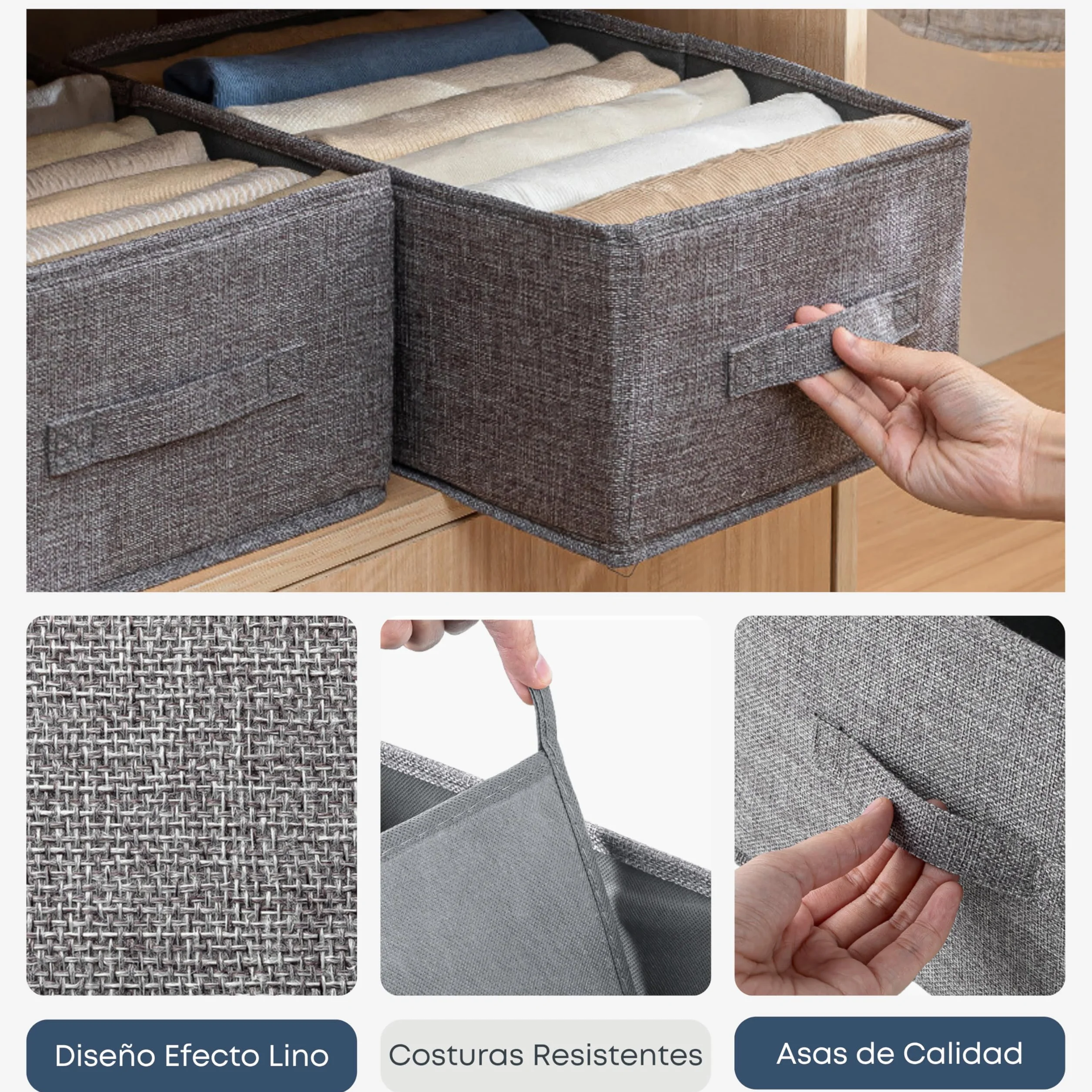 Cajas Organizadoras XL 48x30x20cm Organizador Armario Ropa 3ud