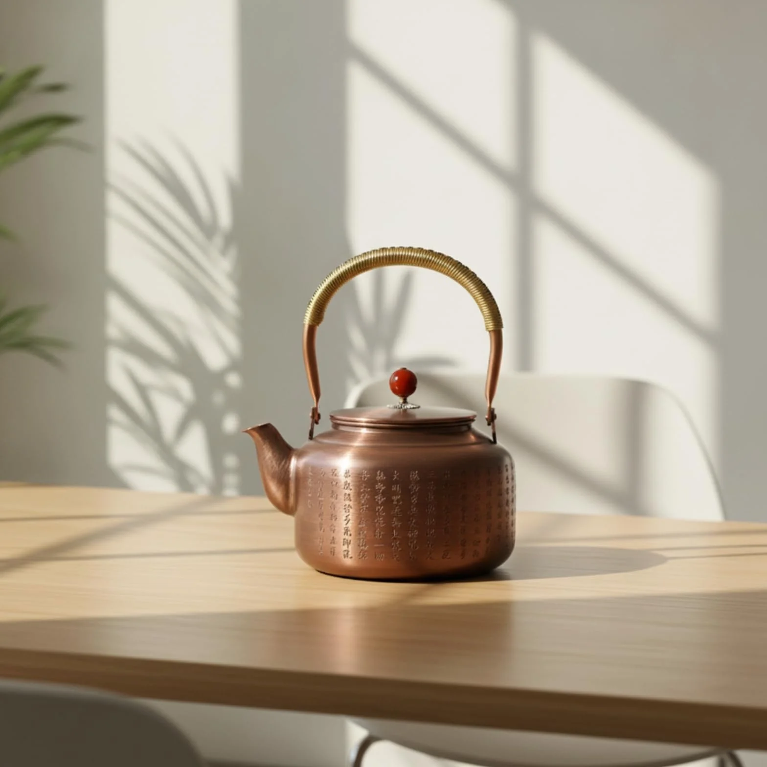 Tetera Cobre Retro Tetera con Asa Arqueada Resistente Al Temperatura Hervidor para Coleccionis, Aficionados Al Té
