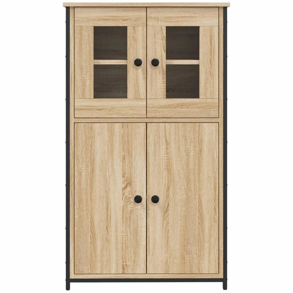 vidaXL Aparador Alto, Alacena con Puertas Estantes, Armario Consola, Aparador Auxiliar para Salón Hogar, Madera Contrachapada Roble Sonoma