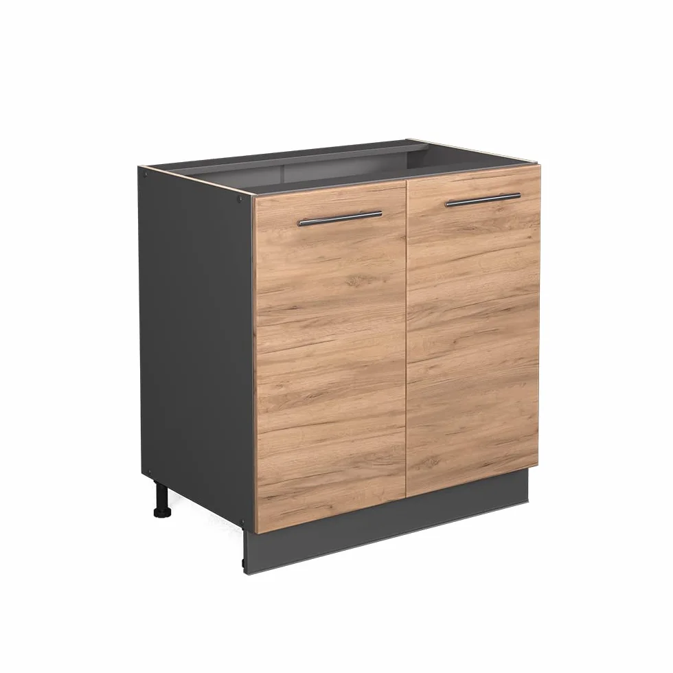 Vicco Armario bajo para Fregadero Fame-Line, Roble Dorado, 80 cm con Estante, sin encimera, para Combinar con Otros módulos de la Serie Fame-Line