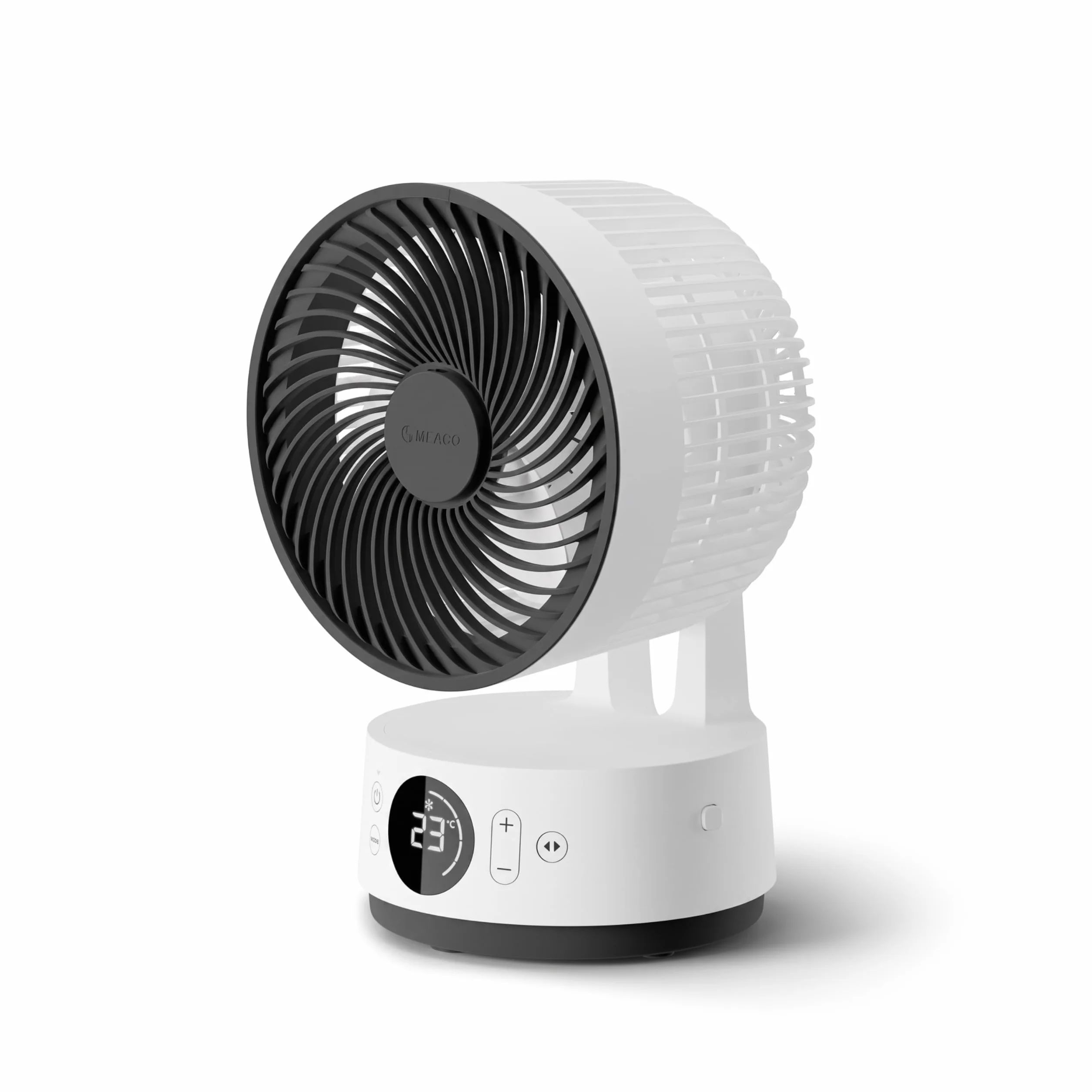 MeacoFan Sefte® 6 - Brazador de aire con batería (12 velocidades, ultra silencioso a 22 dB, inalámbrico, oscilante, ventilador de escritorio recargable + mando a distancia, autonomía de 26 horas