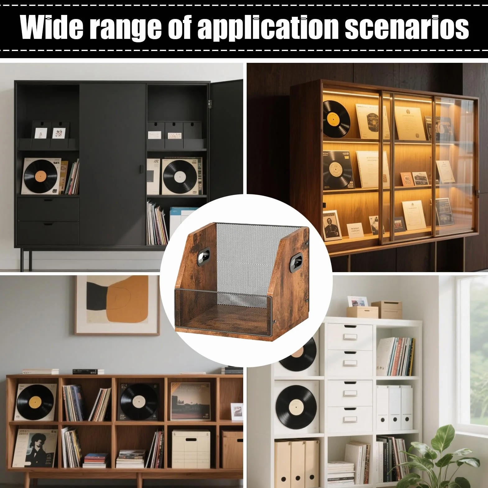 Soporte para Discos Organizador de Álbumes Retro de Madera | Soporte De Discos Para Escritorio Para Sala Dormitorio Apartamento Garaje Armario Jóvenes Adultos Amantes Música