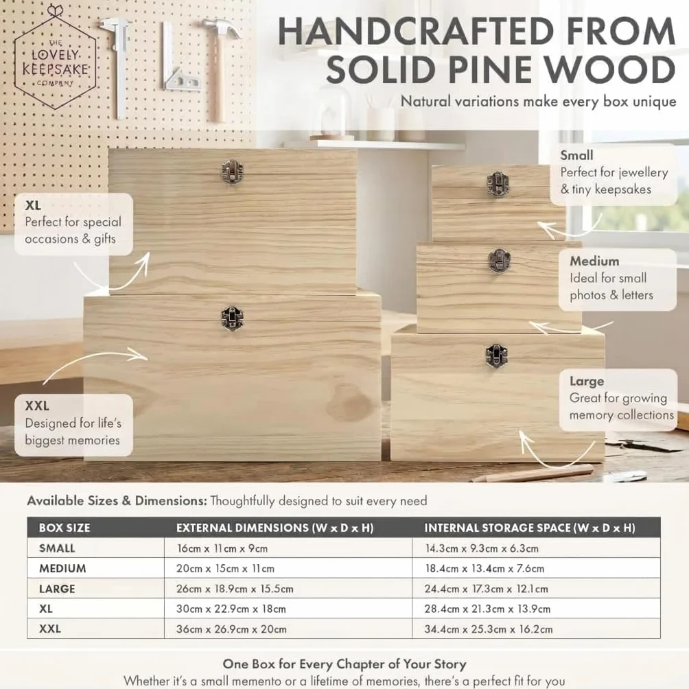 Caja de recuerdos personalizada de madera de pino con diseño de garabatos del día del padre, regalo del día del padre, caja de recuerdo de madera personalizada, añade tu propio texto, bisagras y