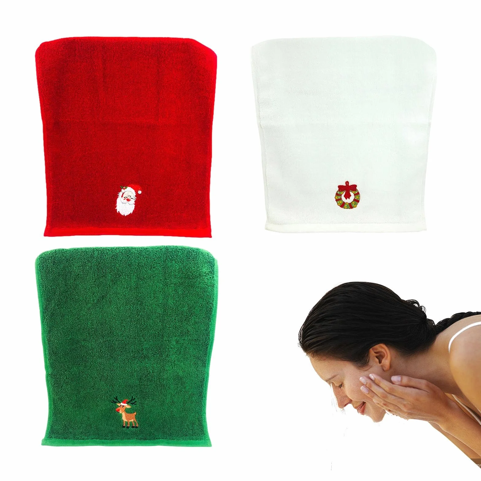 Toallas de mano Navidad algodón absorbente 32x45 cm set 3 piezas