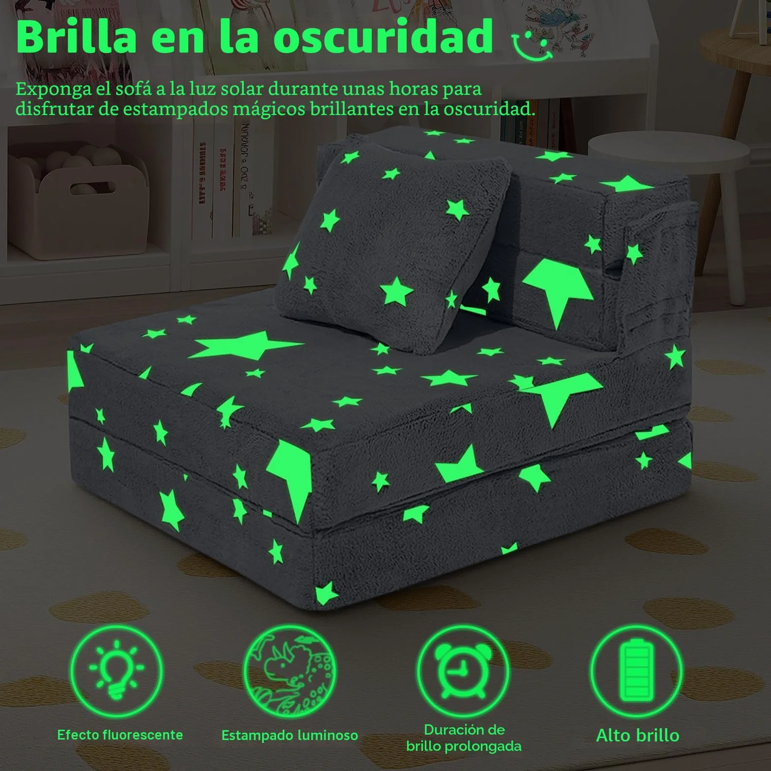 MeMoreCool Sofá Plegable Tri Parainfantil, Colchón Brillante para Niños, Sillones Infantiles, Sillon Bebe, Sala de Juegos