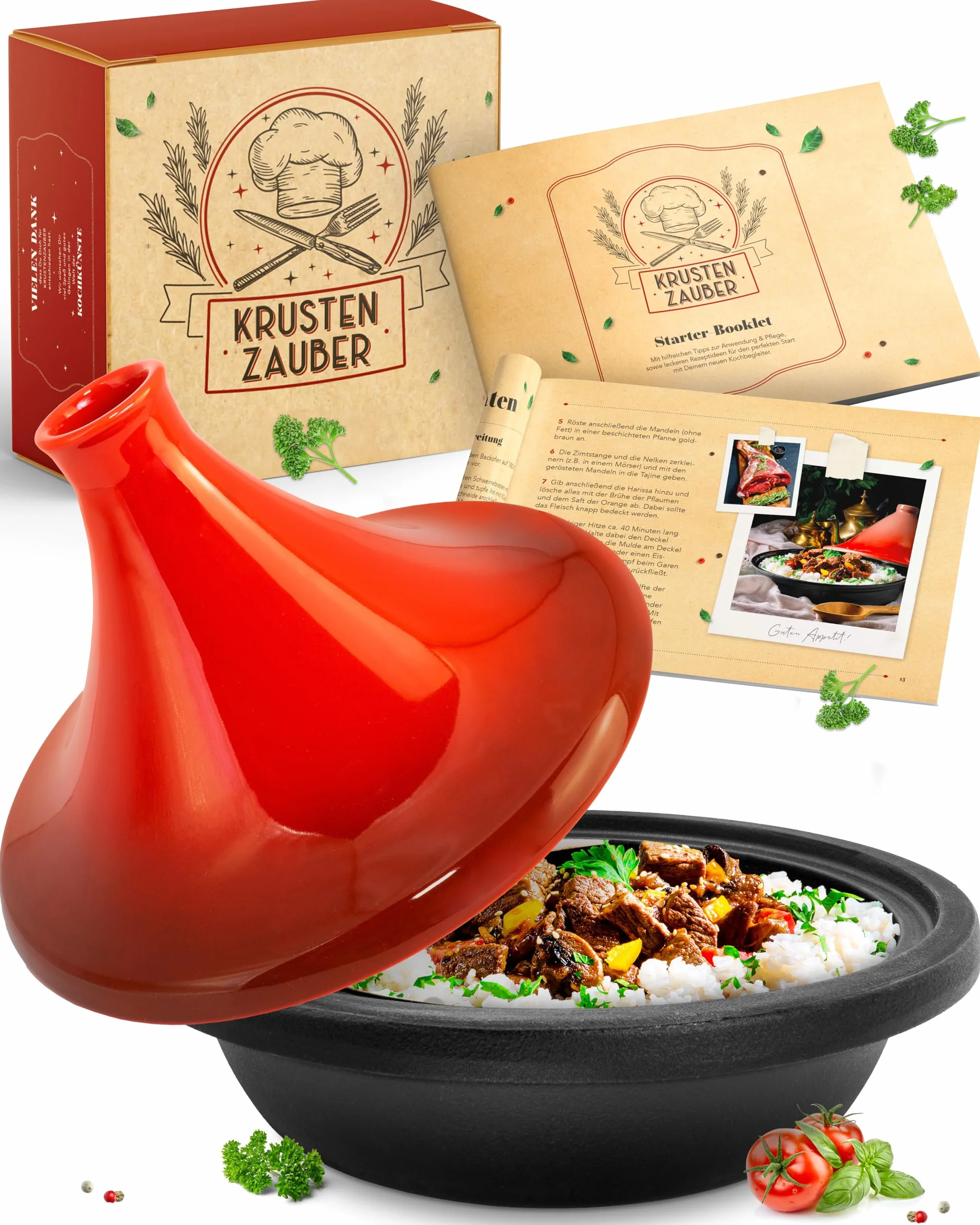 KRUSTENZAUBER Tajín para 2-4 personas - Hierro fundido 27 cm - Apto para inducción y horno